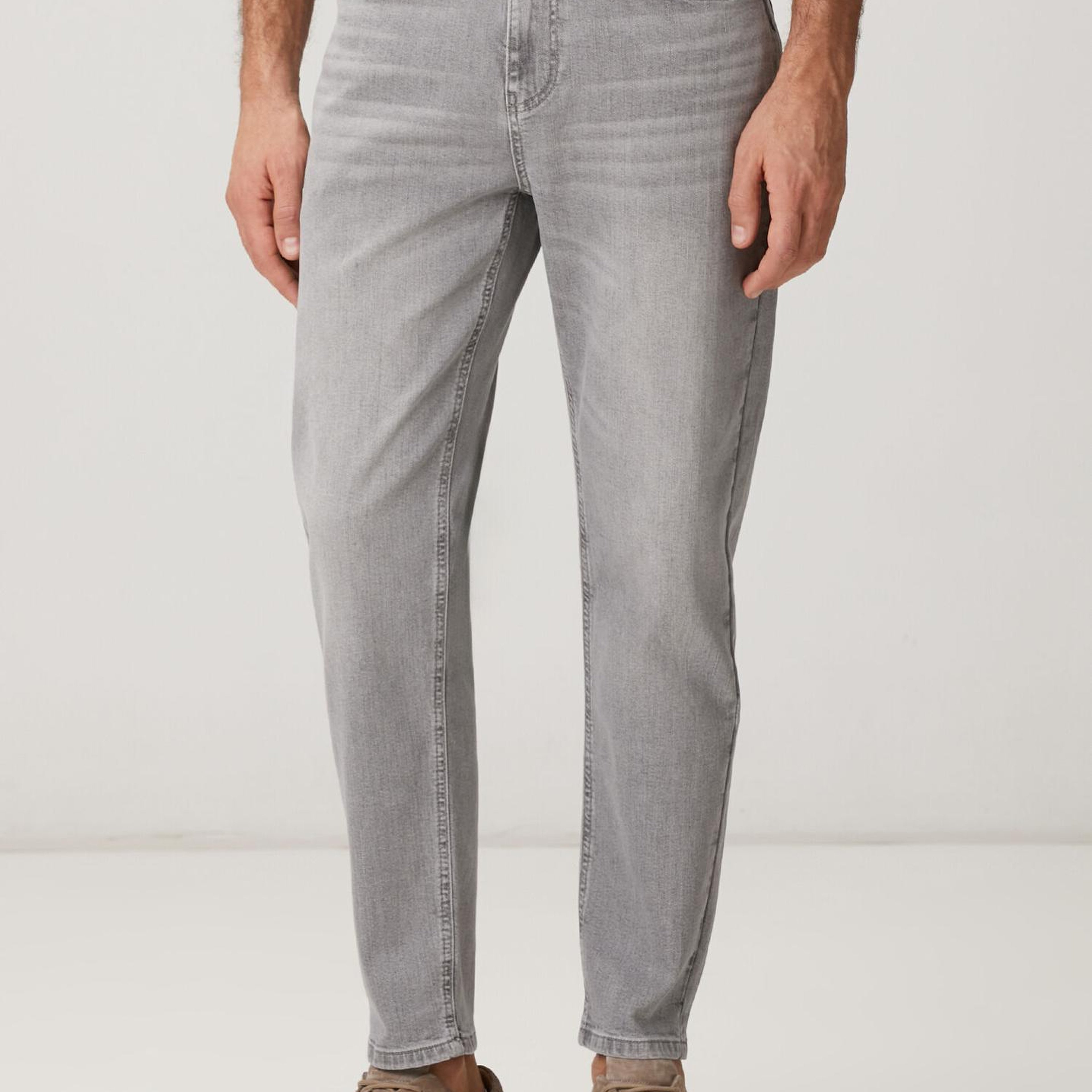 Beymen Club Erkek Tapered Fit Gri Yıkamalı Jean Pantolon