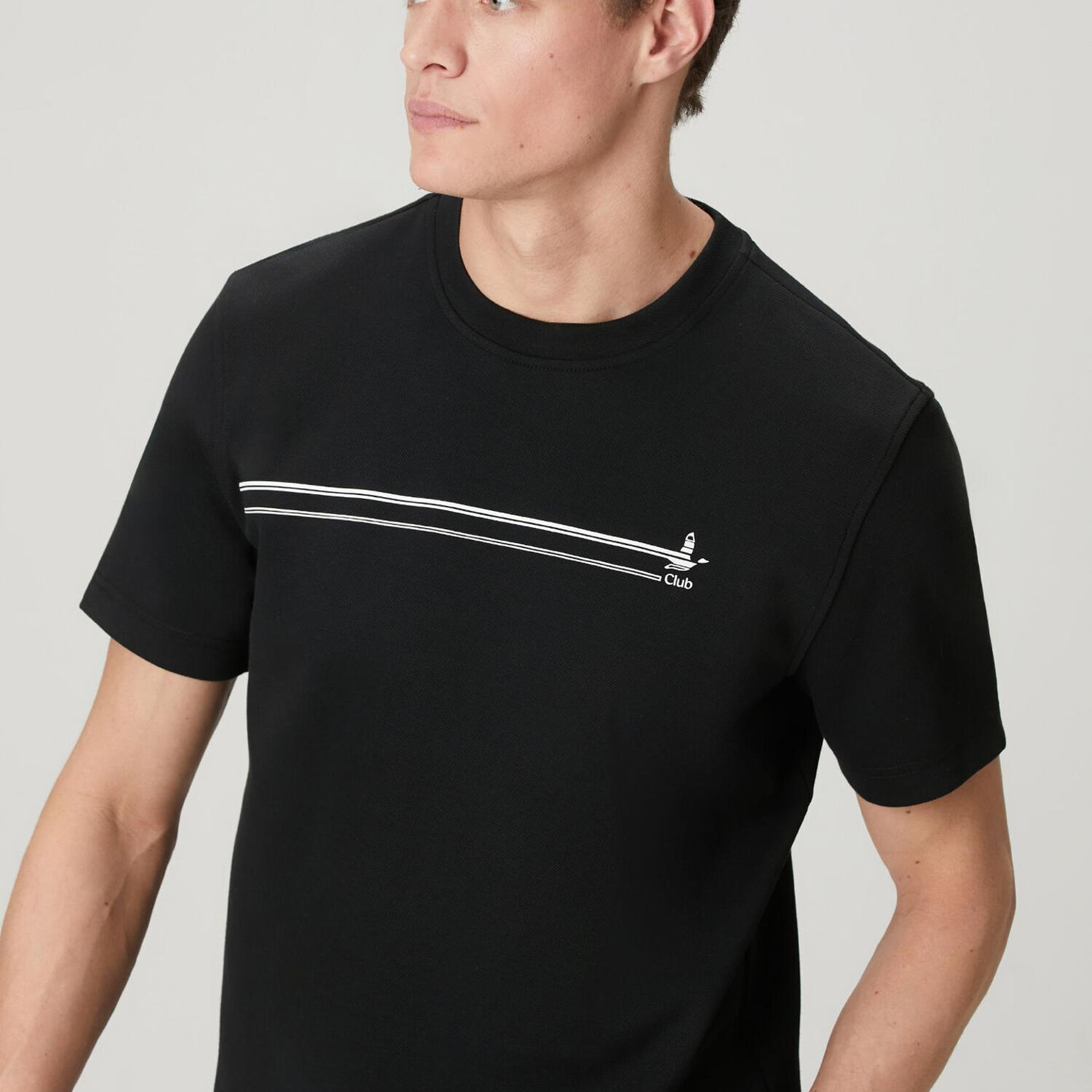 Beymen Club Erkek Siyah Relax Fit Şerit Logolu Pike T-shirt