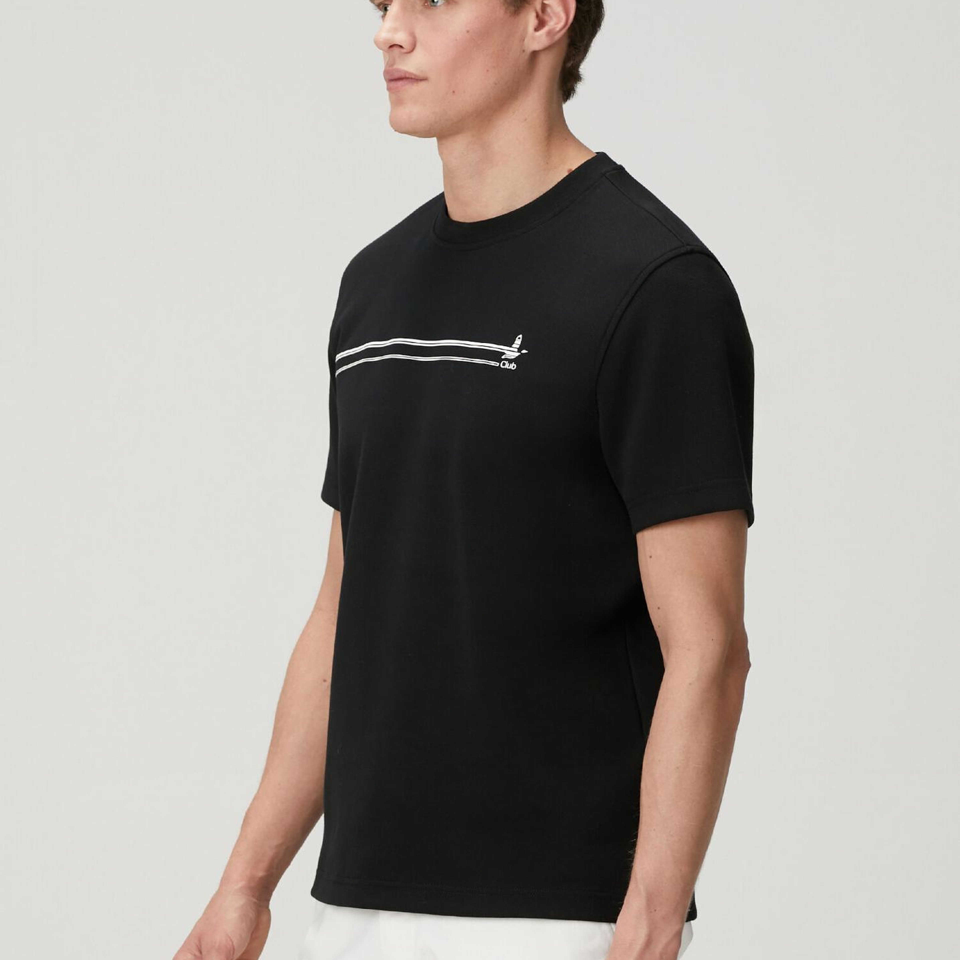 Beymen Club Erkek Siyah Relax Fit Şerit Logolu Pike T-shirt