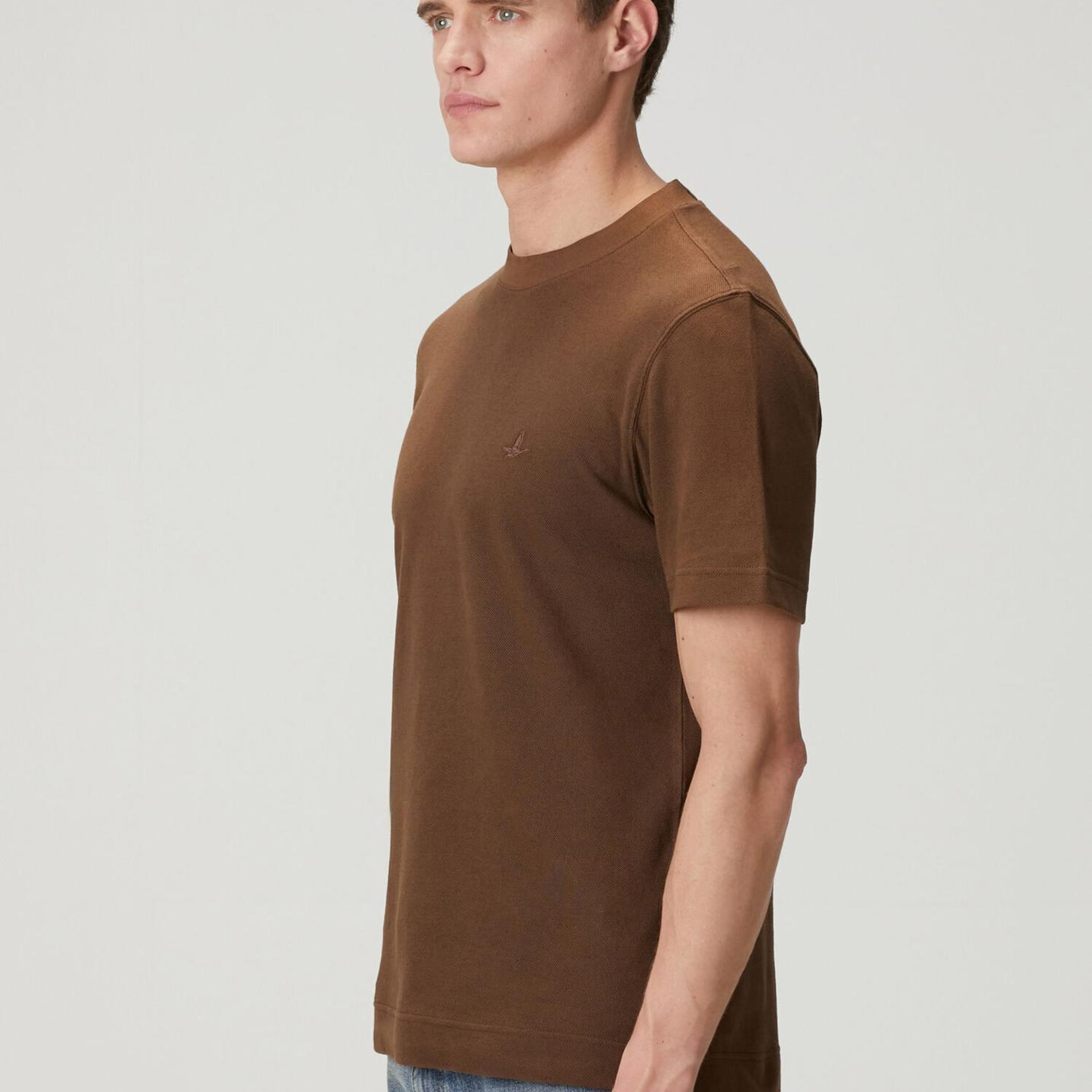 Beymen Club Erkek Açık Kahverengi Relax Fit Pamuk Keten Pike T-shirt