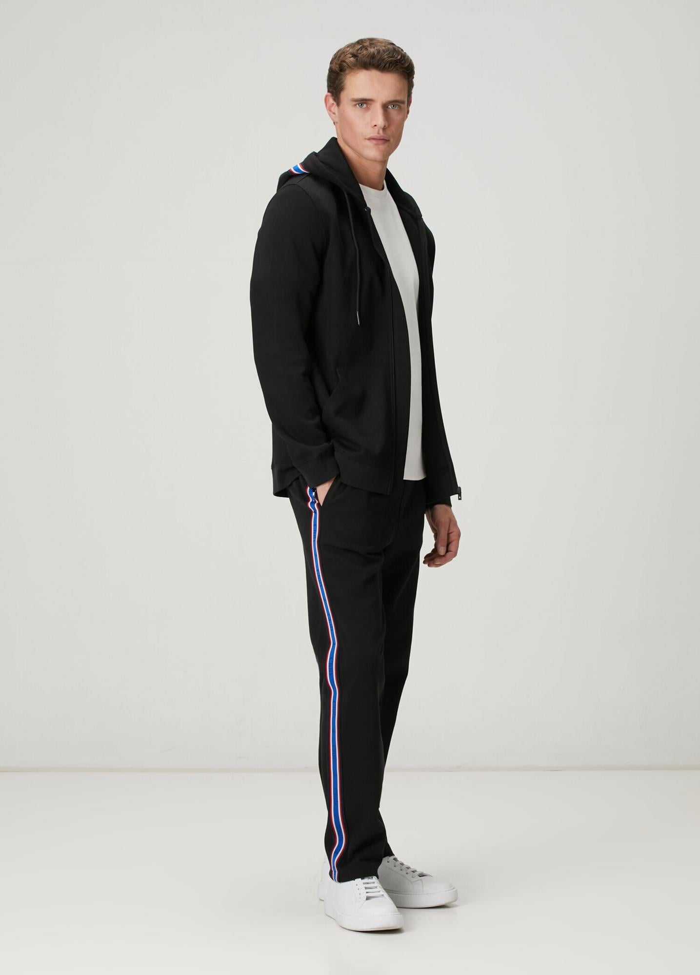 Beymen Club Erkek Siyah Renkli Şerit Detaylı Kapüşonlu Sweatshirt