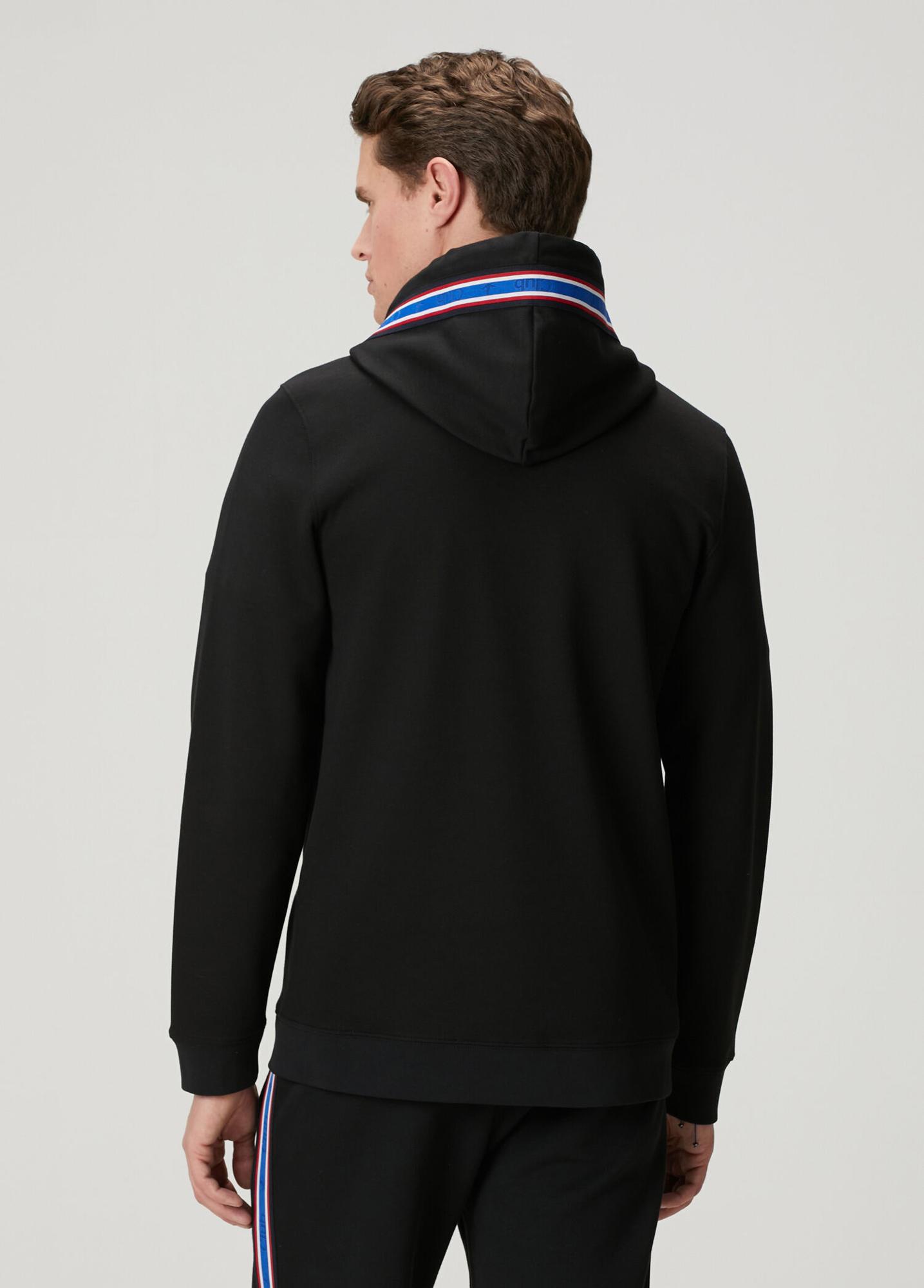 Beymen Club Erkek Siyah Renkli Şerit Detaylı Kapüşonlu Sweatshirt