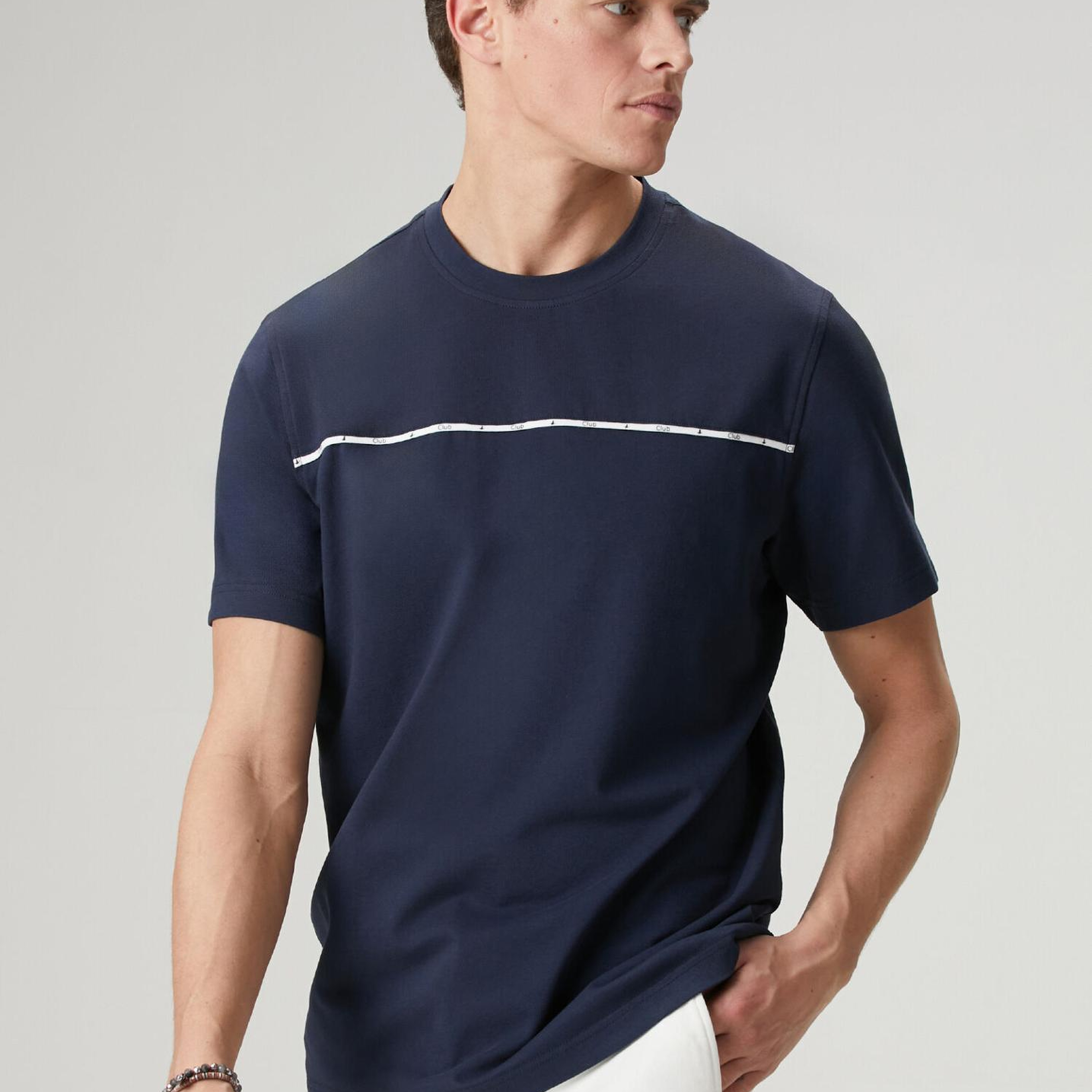 Beymen Club Erkek Lacivert Relax Fit Biye Detaylı Pike T-shirt
