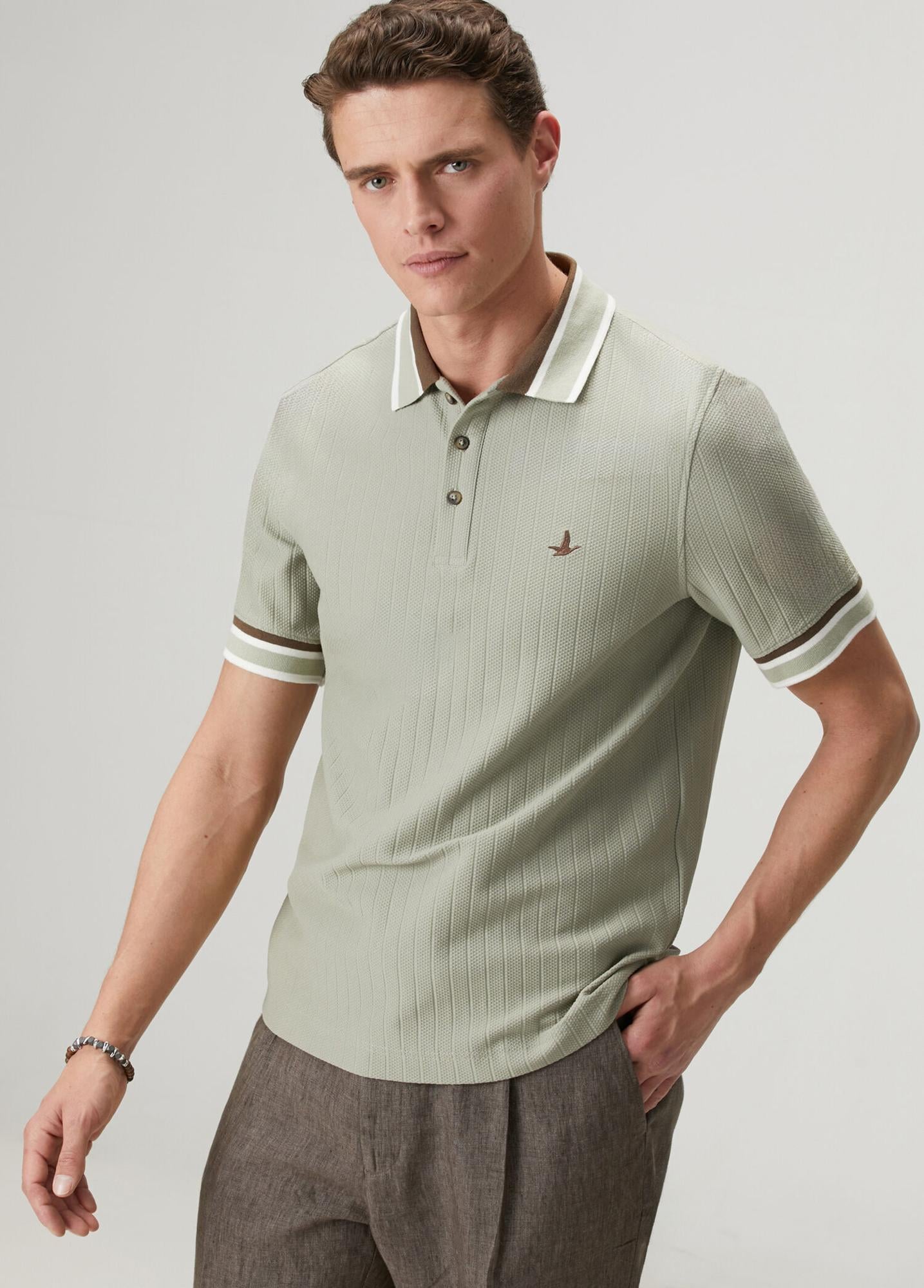 Beymen Club Erkek Çağla Comfort Fit Dokulu Polo T-shirt