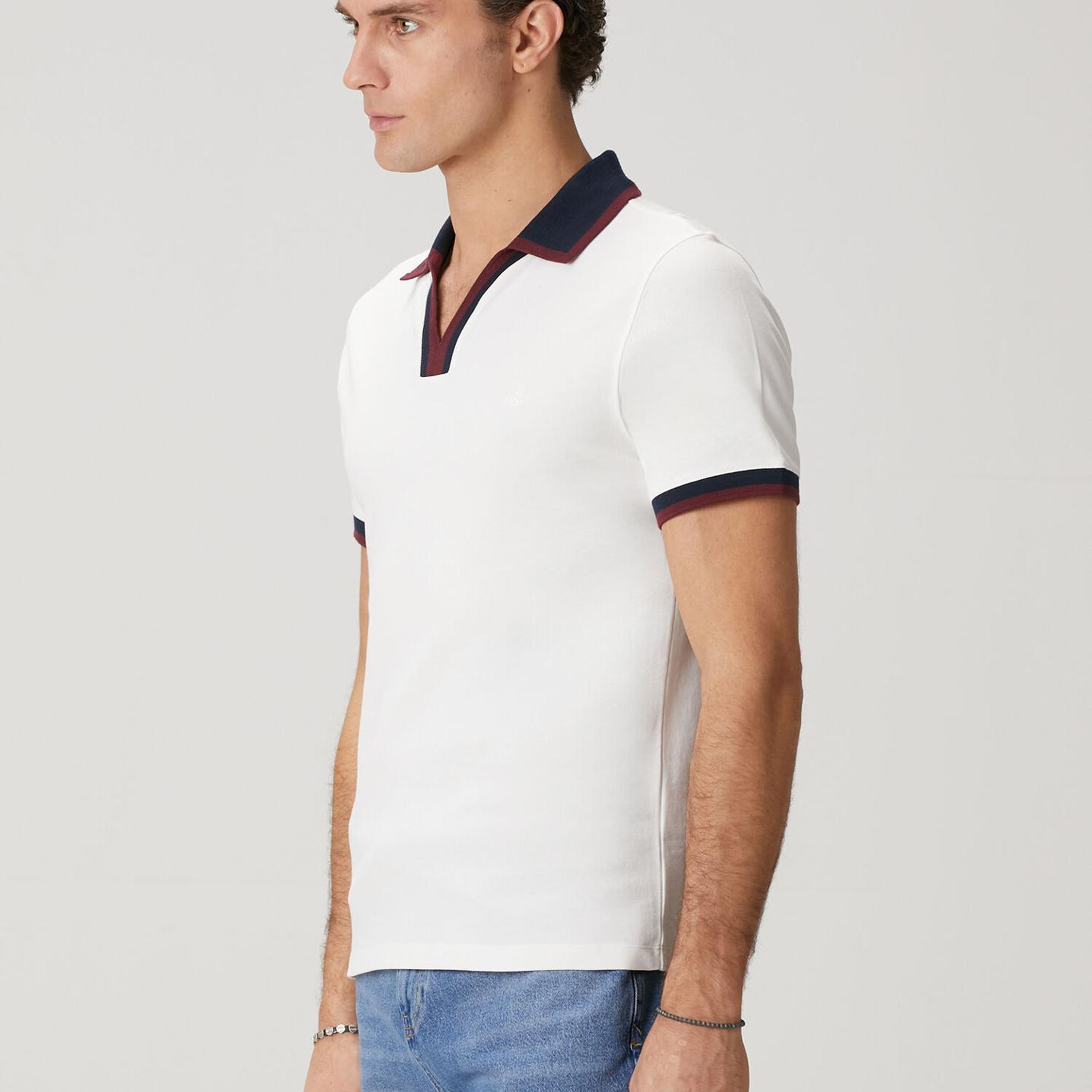 Beymen Club Erkek Beyaz Slim Fit Açık Yaka Polo T-shirt