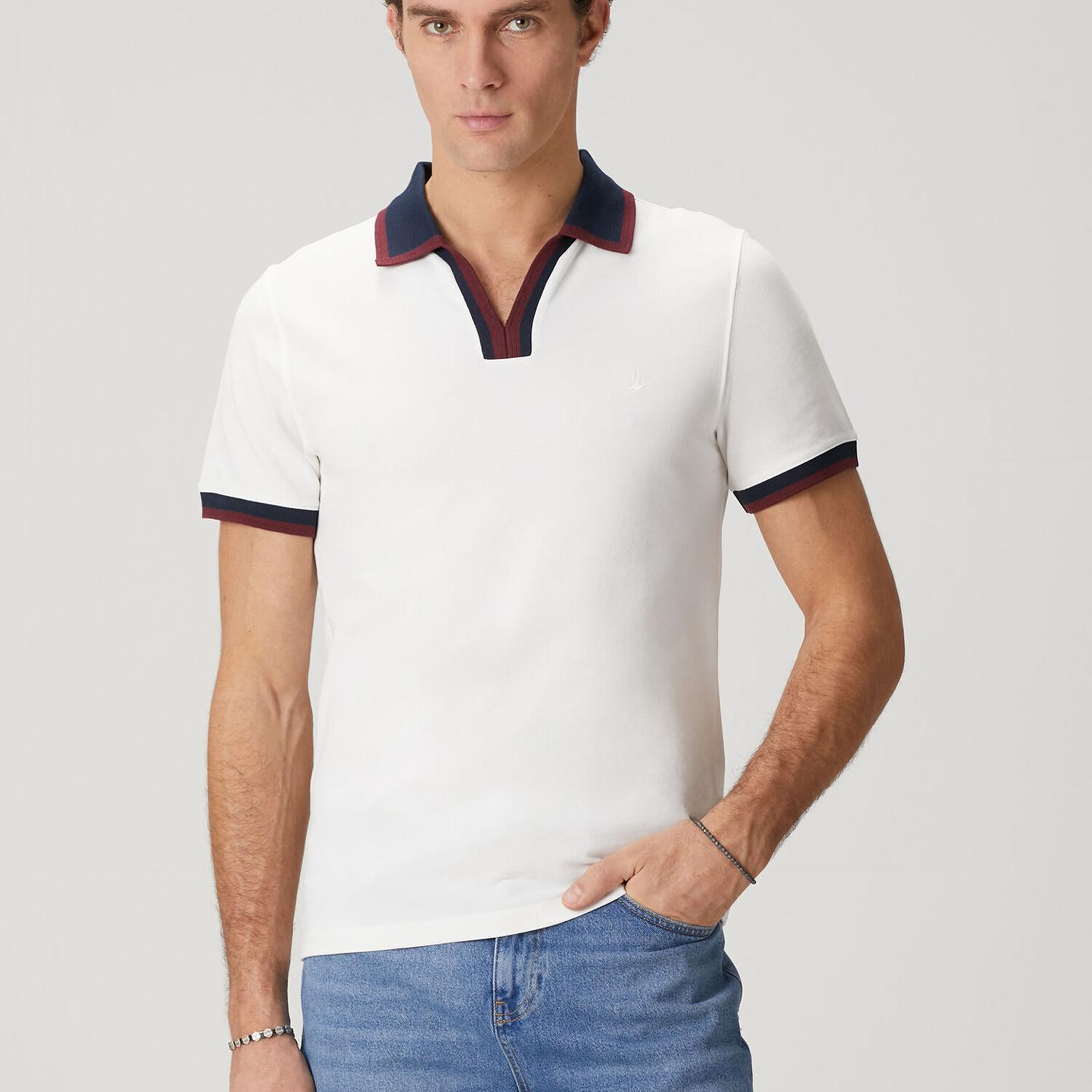 Beymen Club Erkek Beyaz Slim Fit Açık Yaka Polo T-shirt