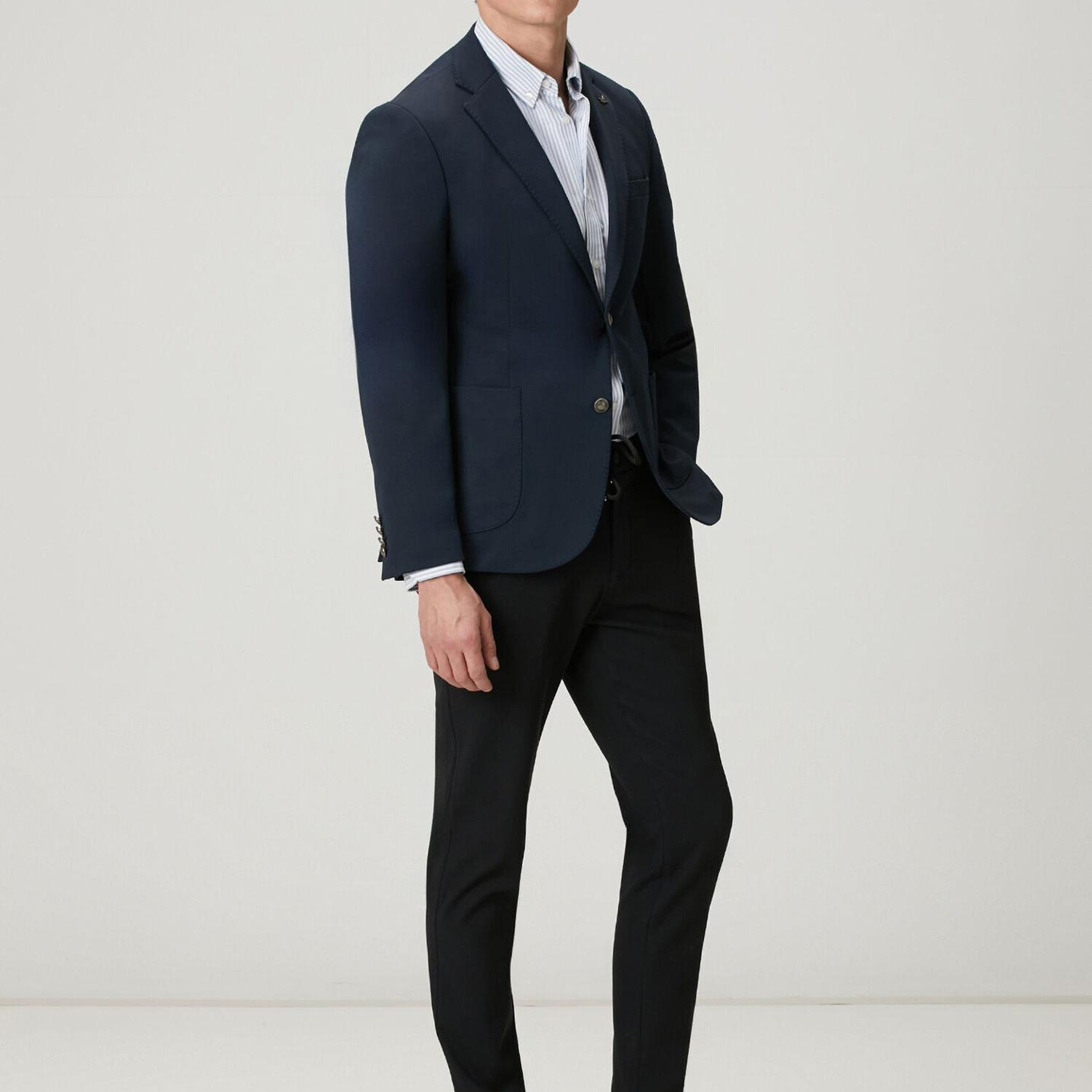Beymen Club Erkek Mavi Beyaz Comfort Fit Çizgili Oxford Gömlek