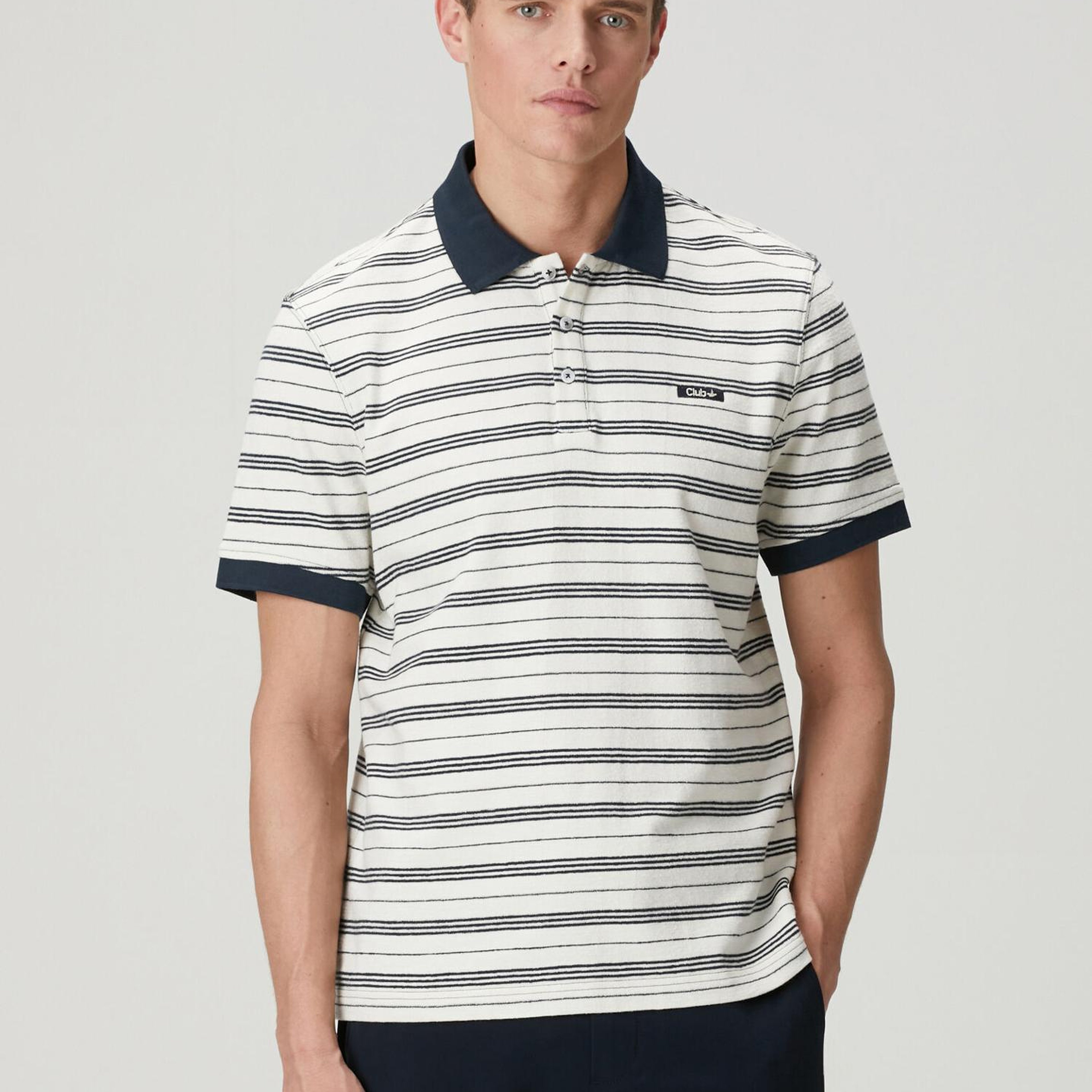 Beymen Club Erkek Lacivert Beyaz Comfort Fit Çizgili Polo T-shirt
