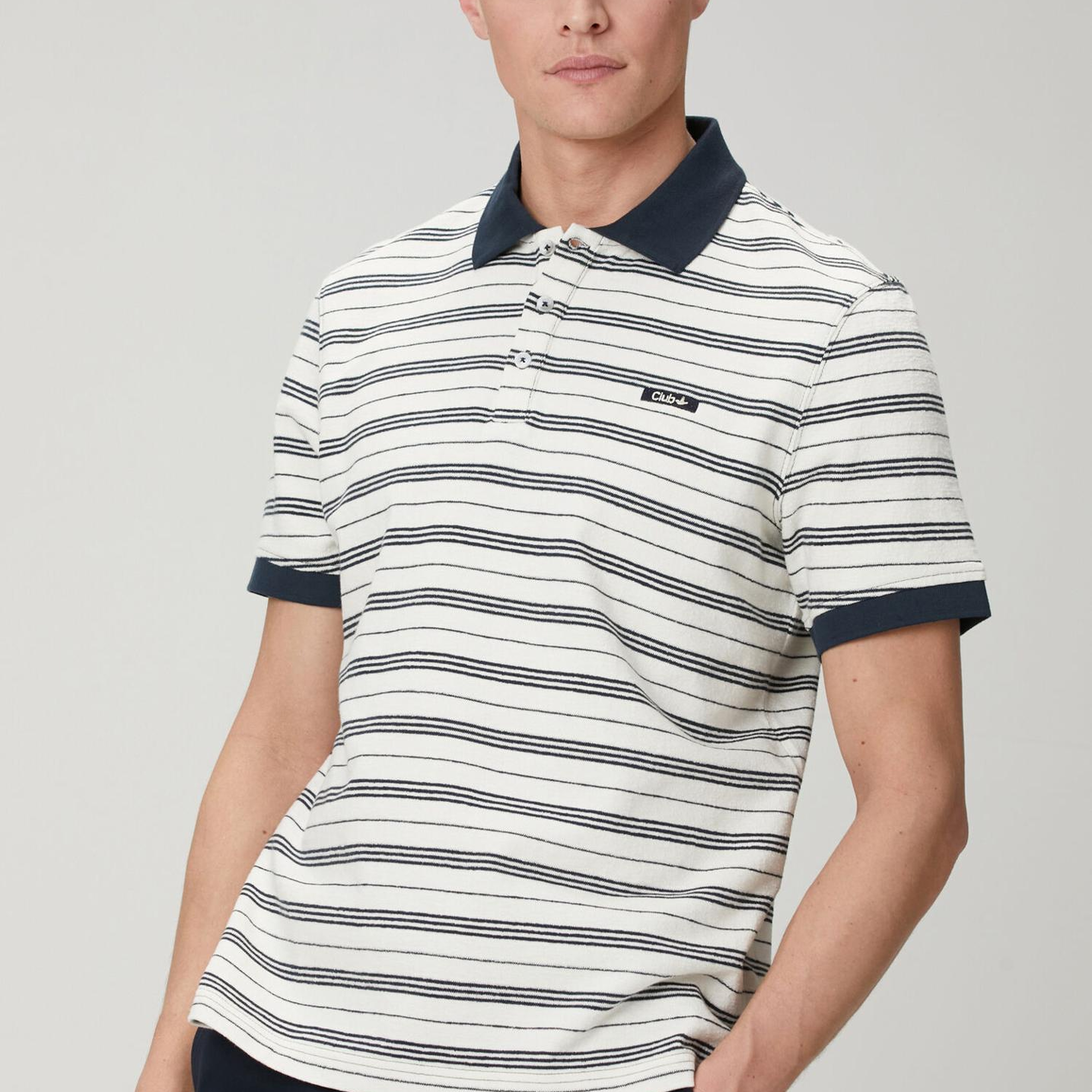 Beymen Club Erkek Lacivert Beyaz Comfort Fit Çizgili Polo T-shirt