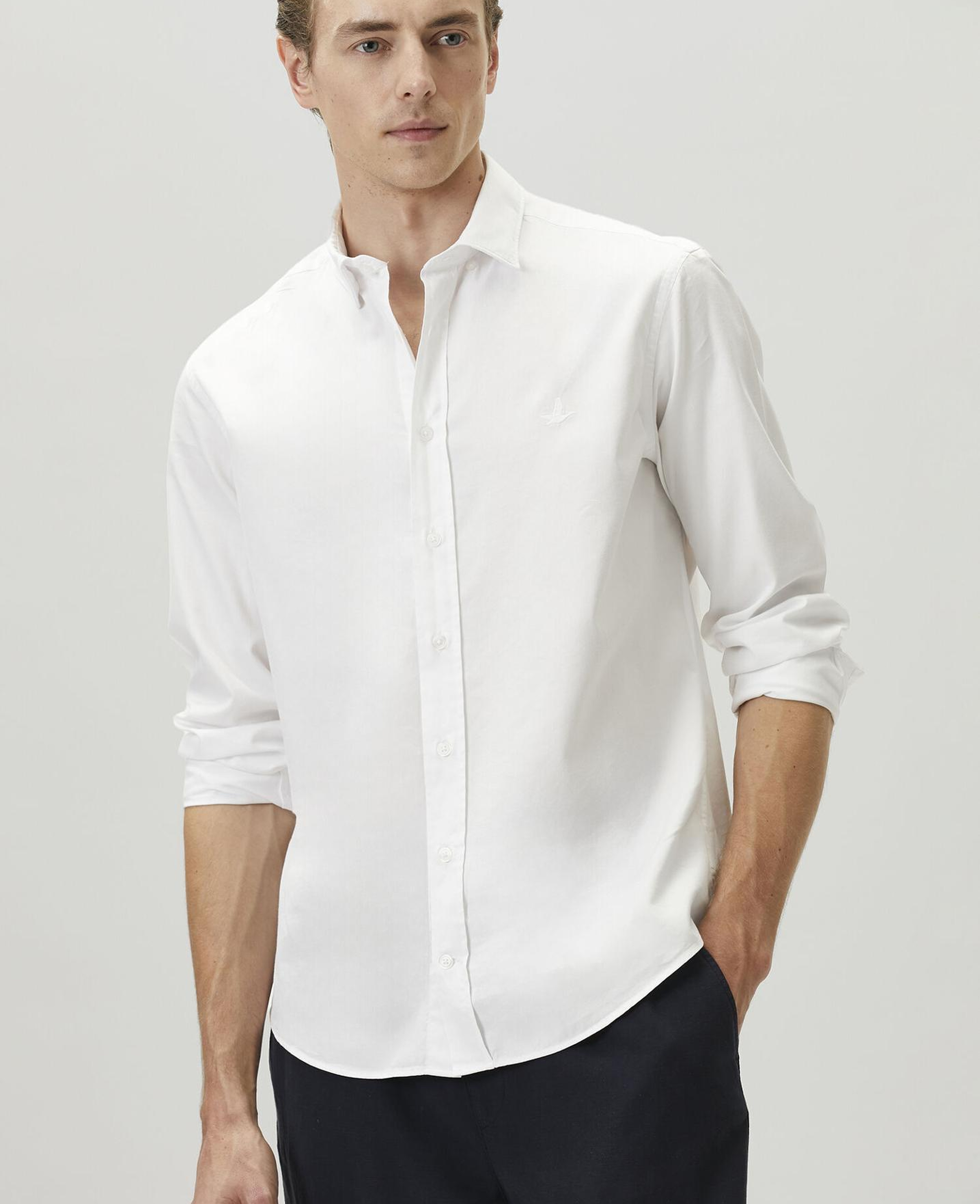 Beymen Club Erkek Beyaz Lyocell Karışımlı Comfort Fit Twill Gömlek