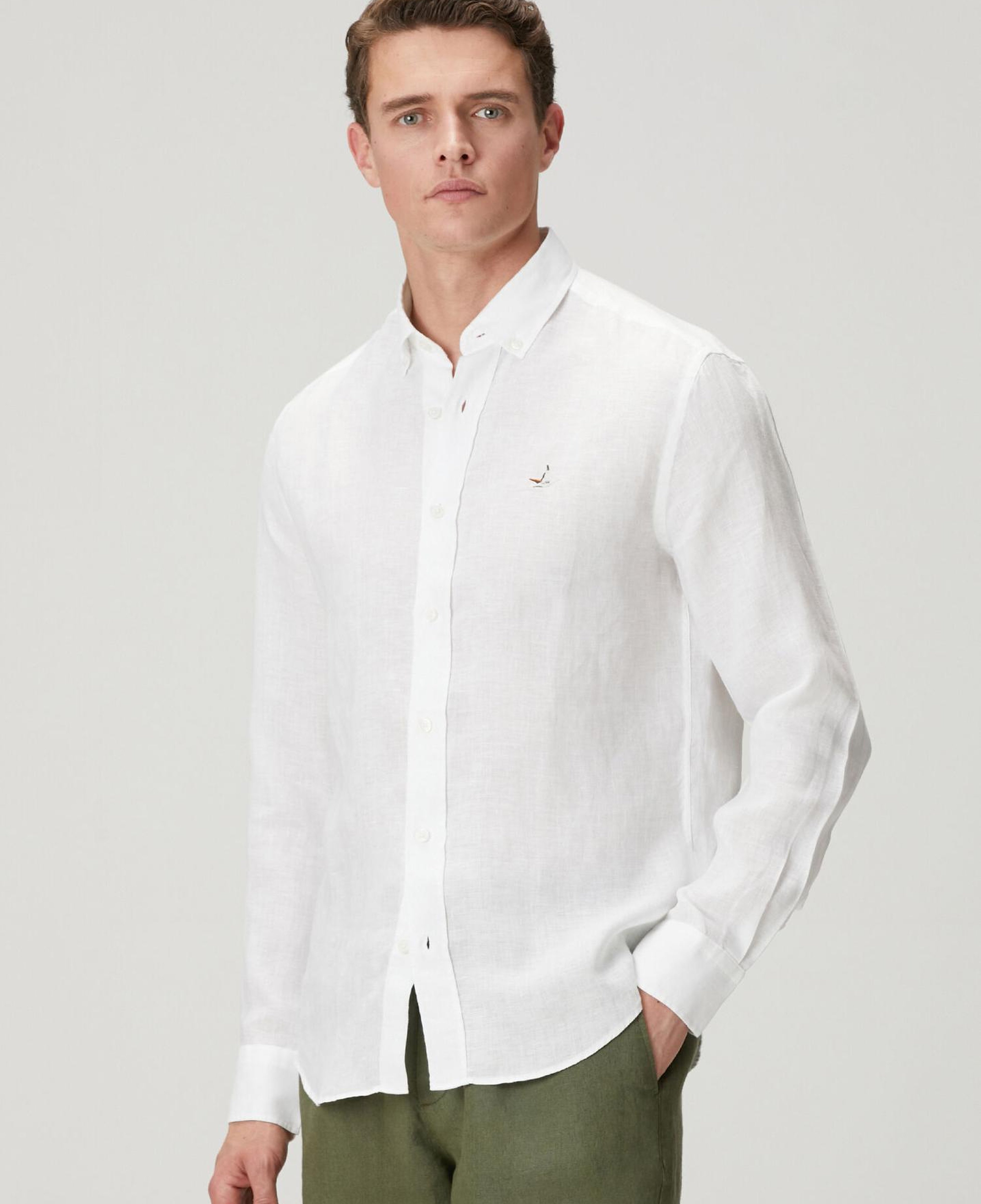 Beymen Club Erkek Beyaz Comfort Fit Keten Gömlek