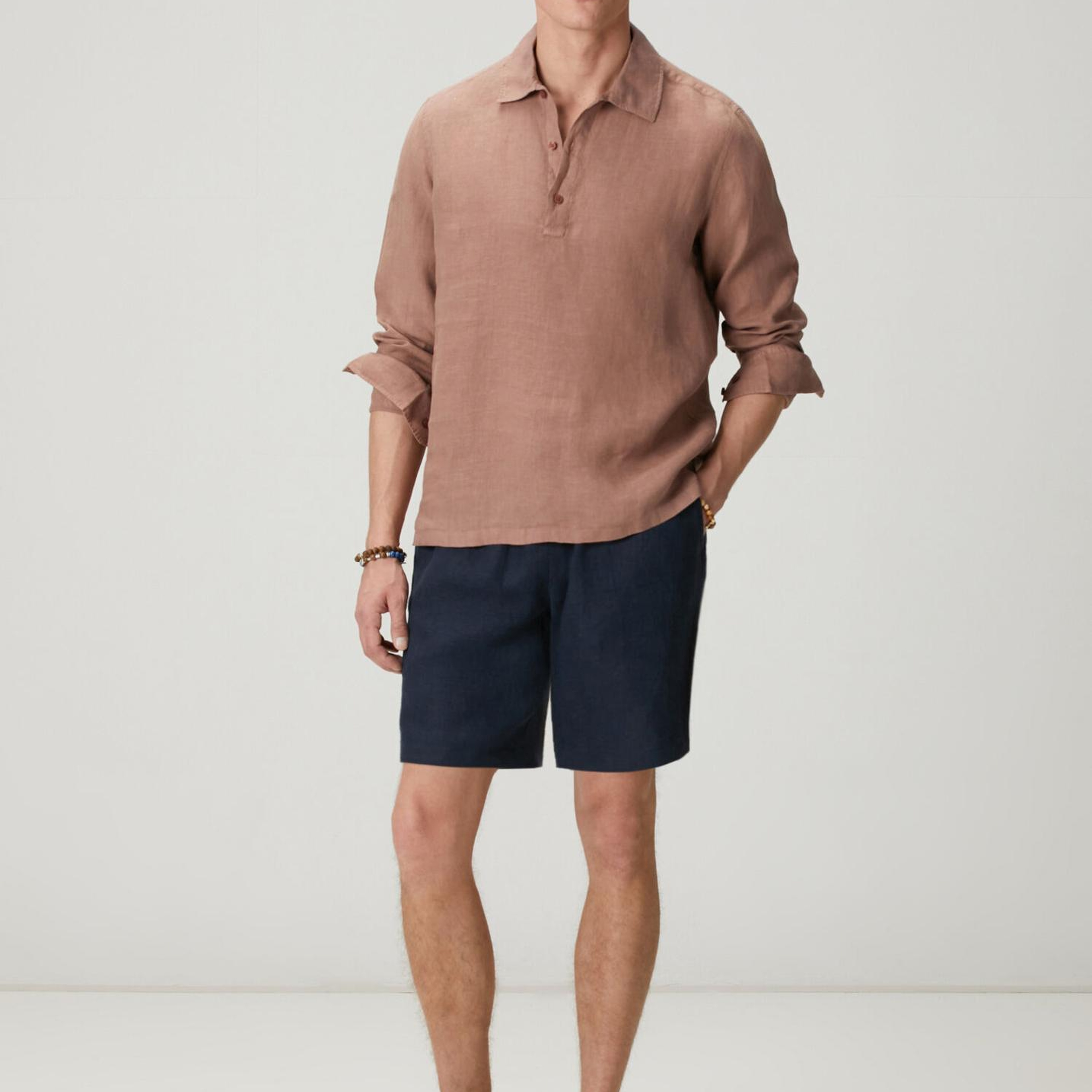 Beymen Club Erkek Lacivert Beli Kordonlu Keten Şort