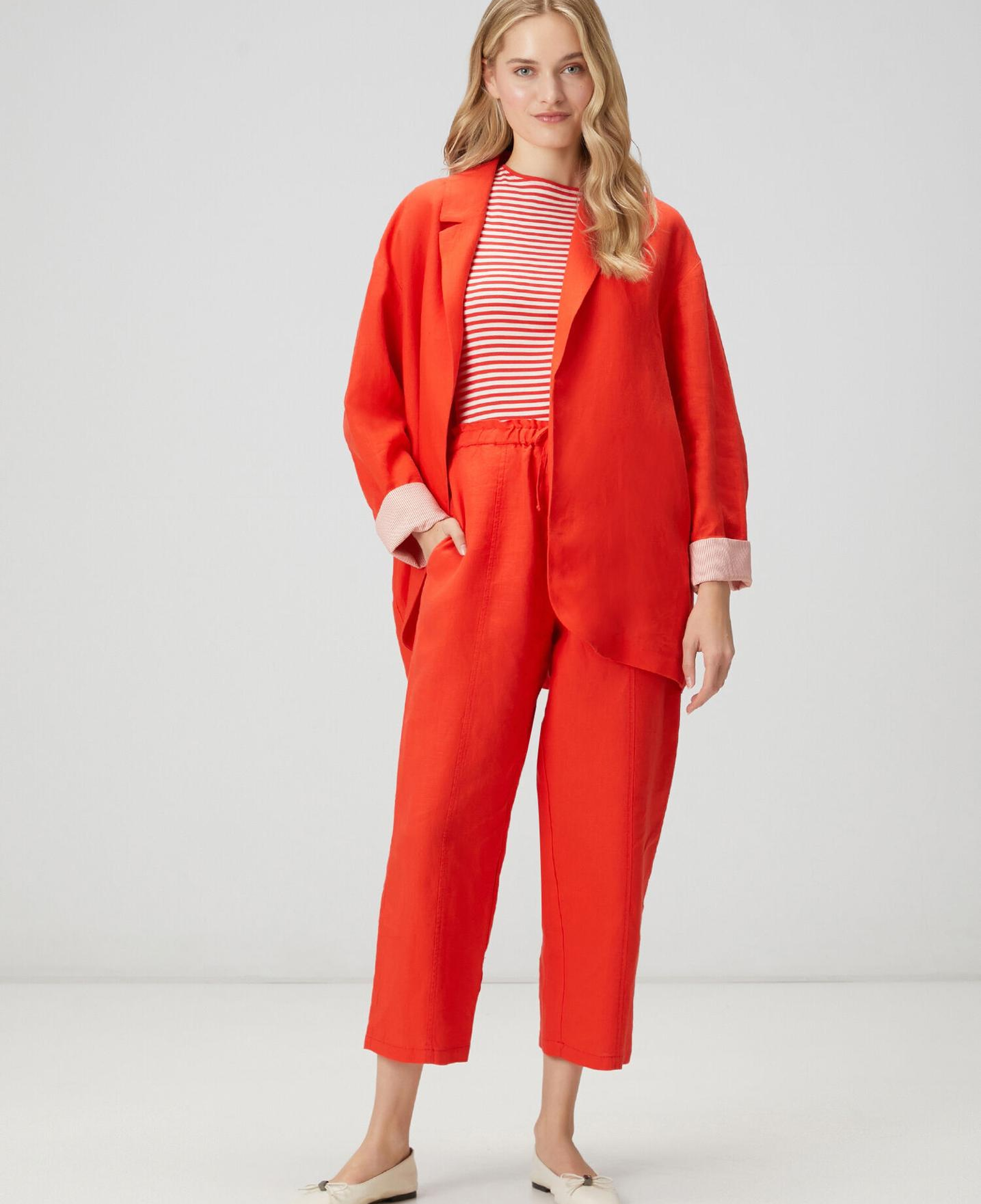 Beymen Club Kadın Slouchy Kırmızı Keten Pantolon