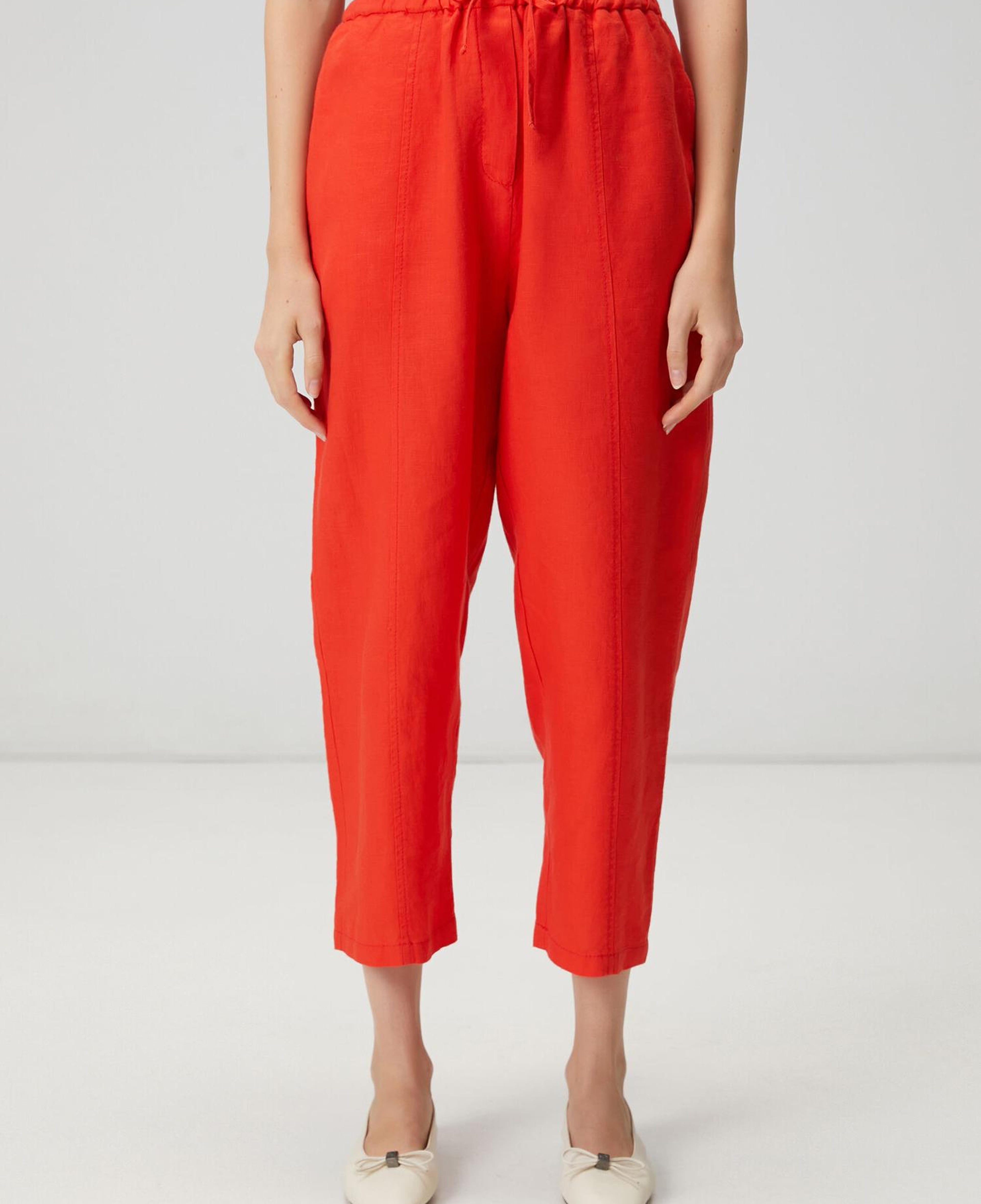 Beymen Club Kadın Slouchy Kırmızı Keten Pantolon