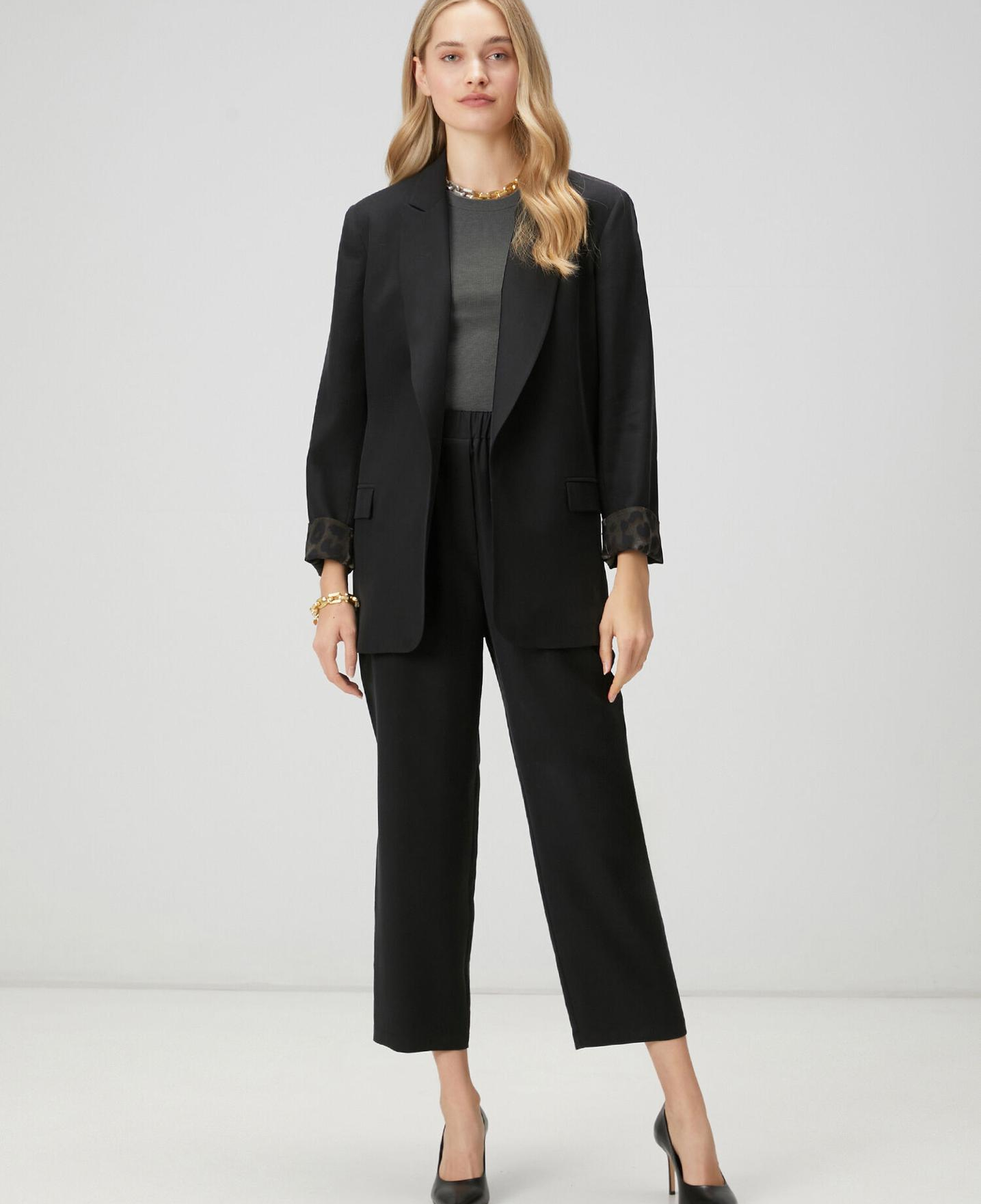 Beymen Club Kadın Siyah Kol Ucu Leopar Desenli Blazer