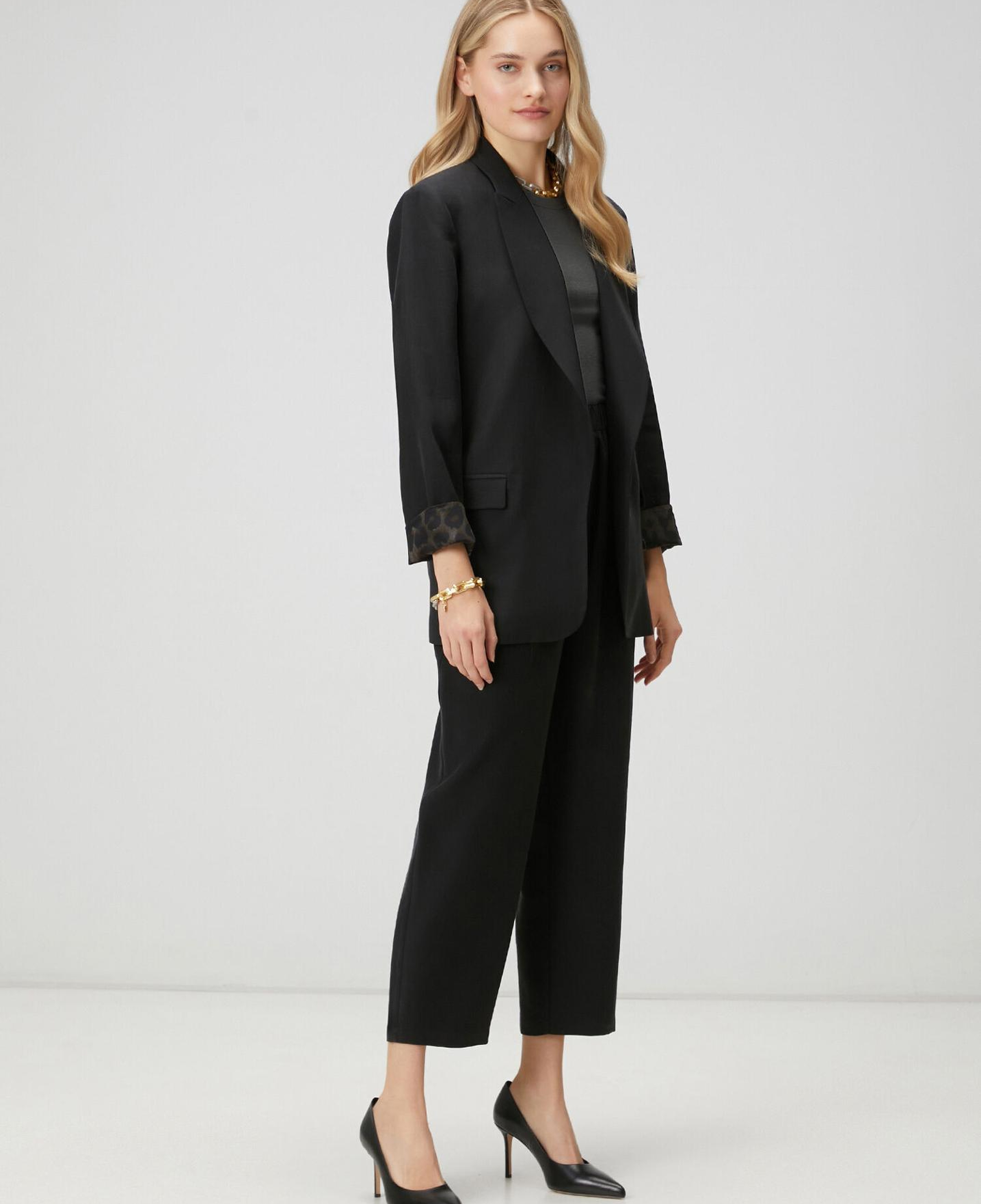 Beymen Club Kadın Siyah Kol Ucu Leopar Desenli Blazer