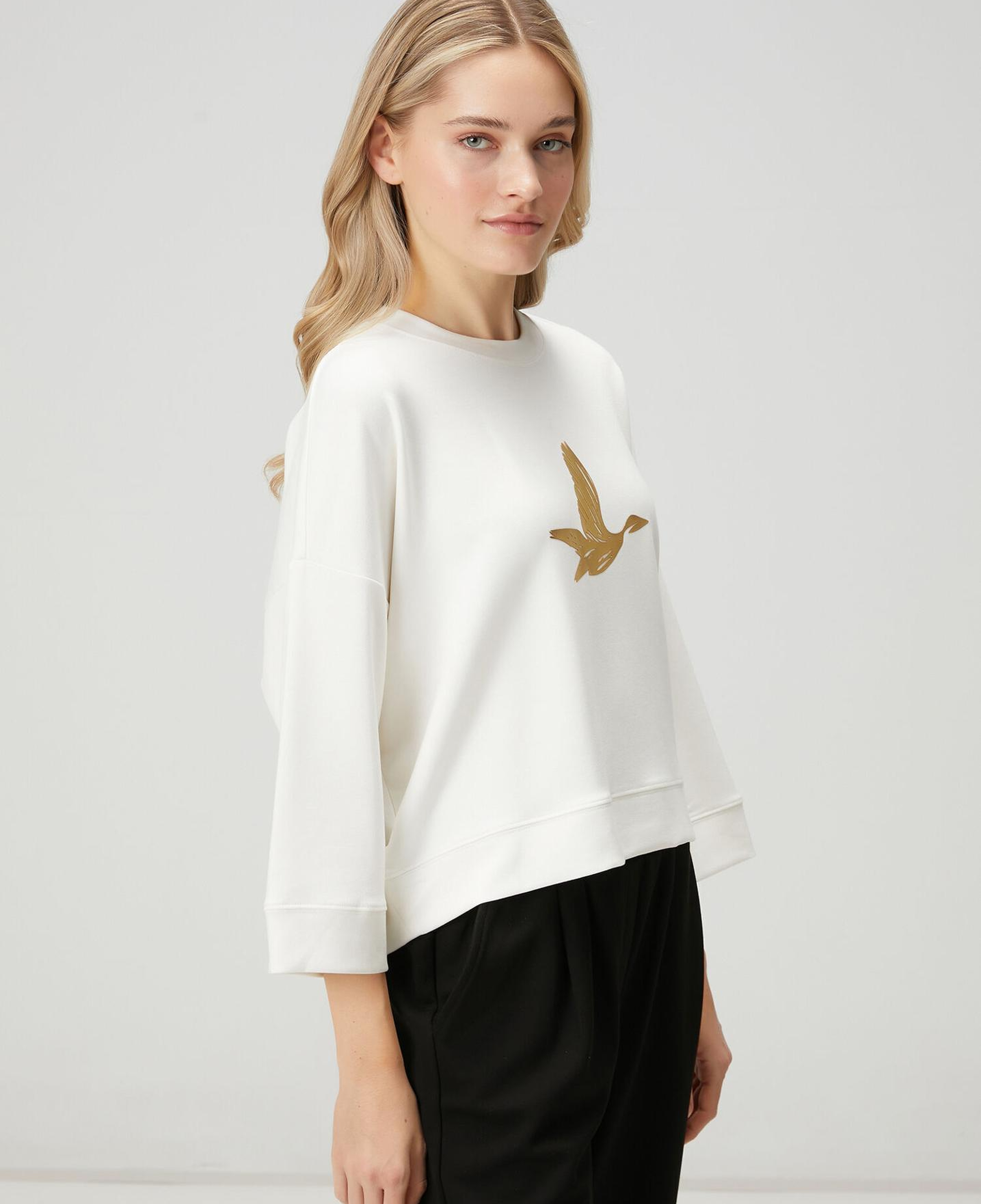 Beymen Club Kadın Kırık Beyaz Gold Logolu Sweatshirt
