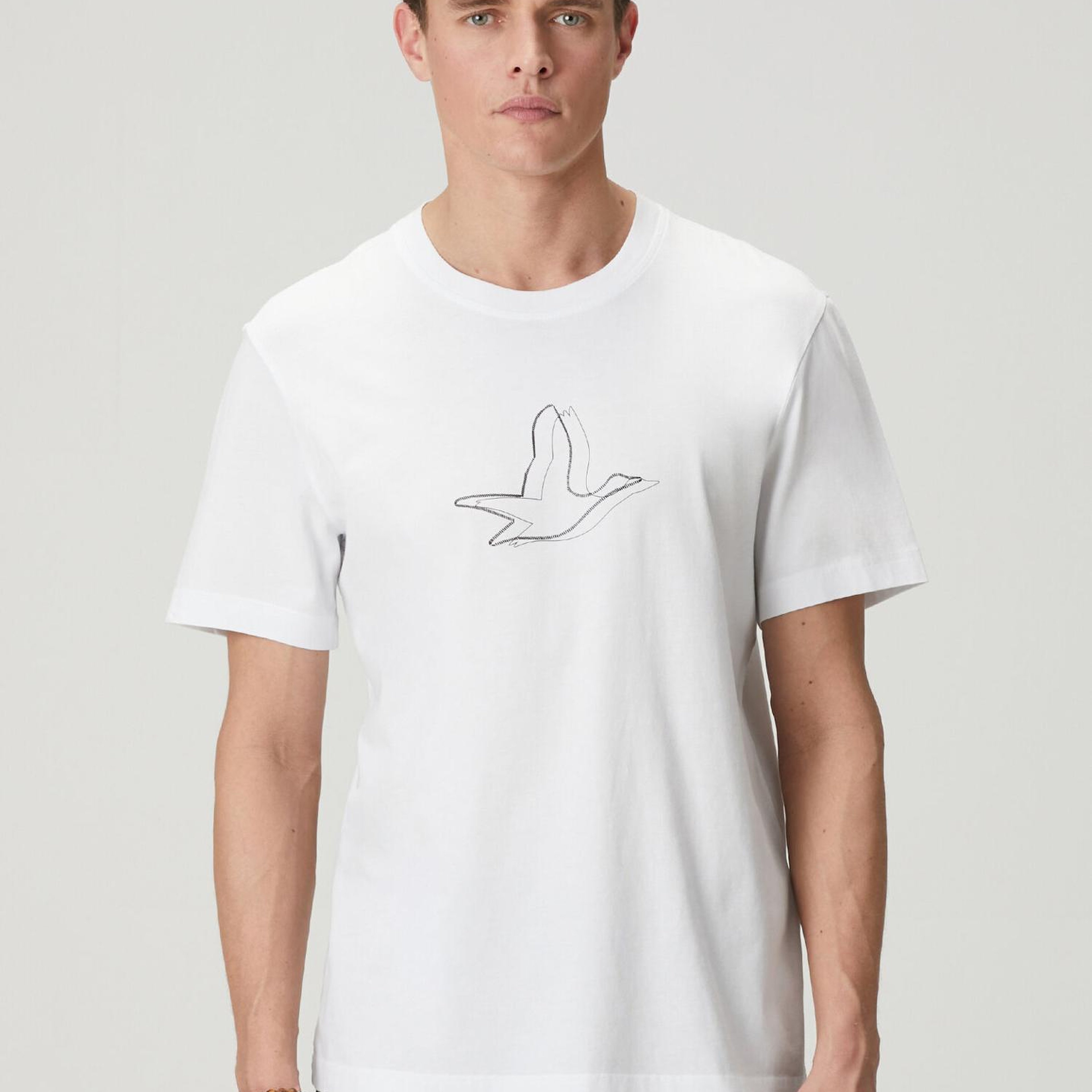Beymen Club Erkek Relax Fit Beyaz Kaz Artwork T-shirt