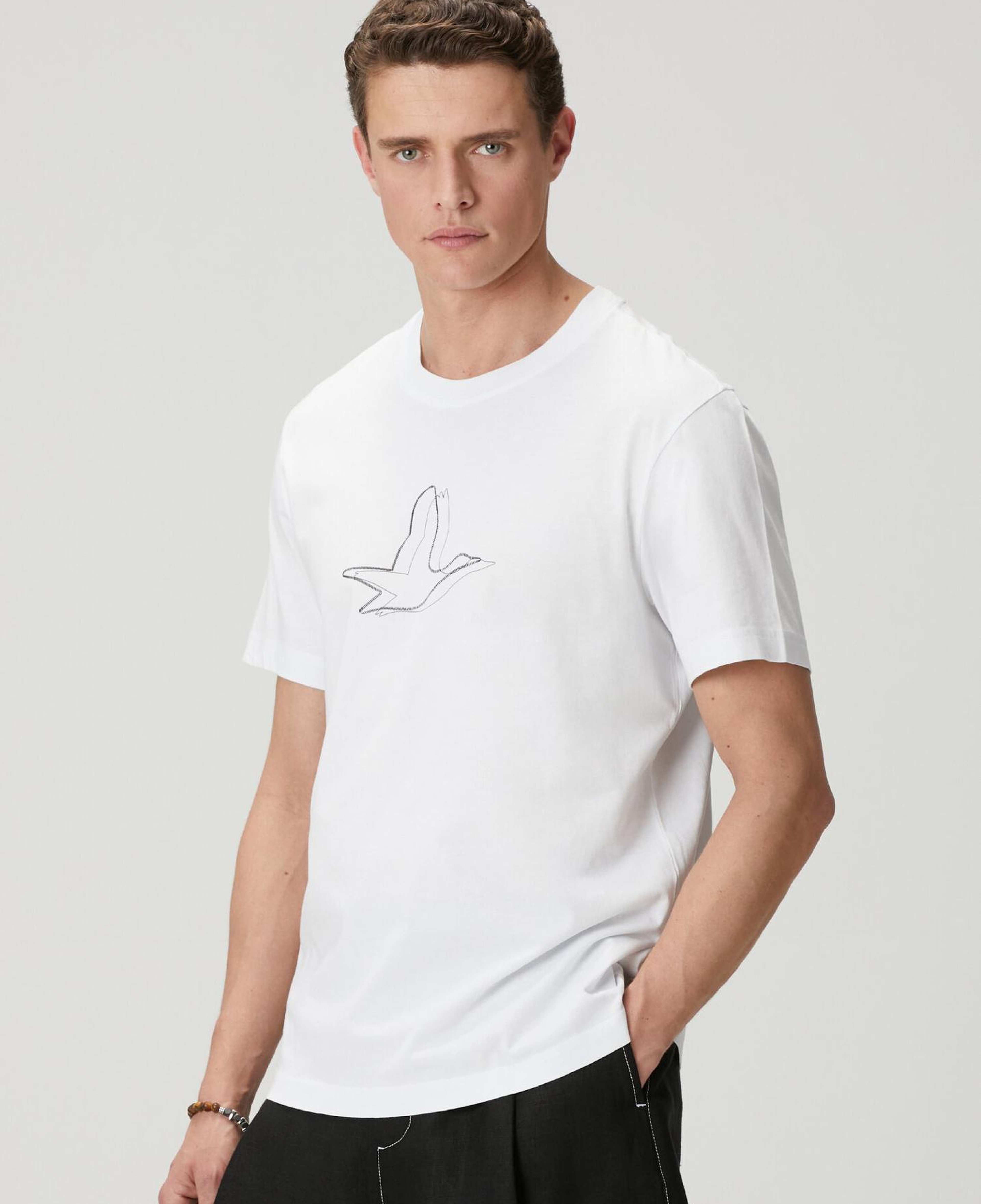 Beymen Club Erkek Relax Fit Beyaz Kaz Artwork T-shirt