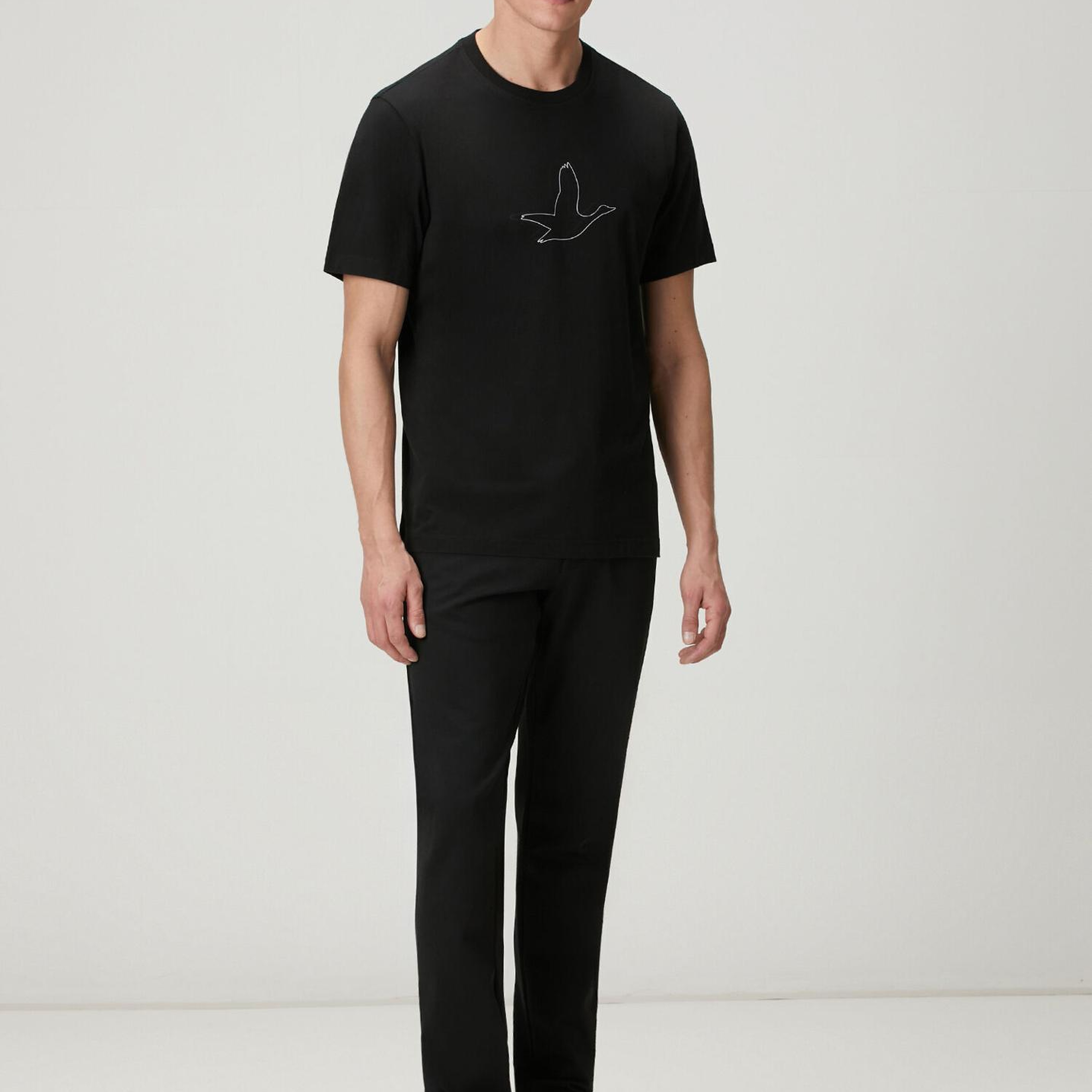 Beymen Club Erkek Relax Fit Siyah Kaz Artwork T-shirt