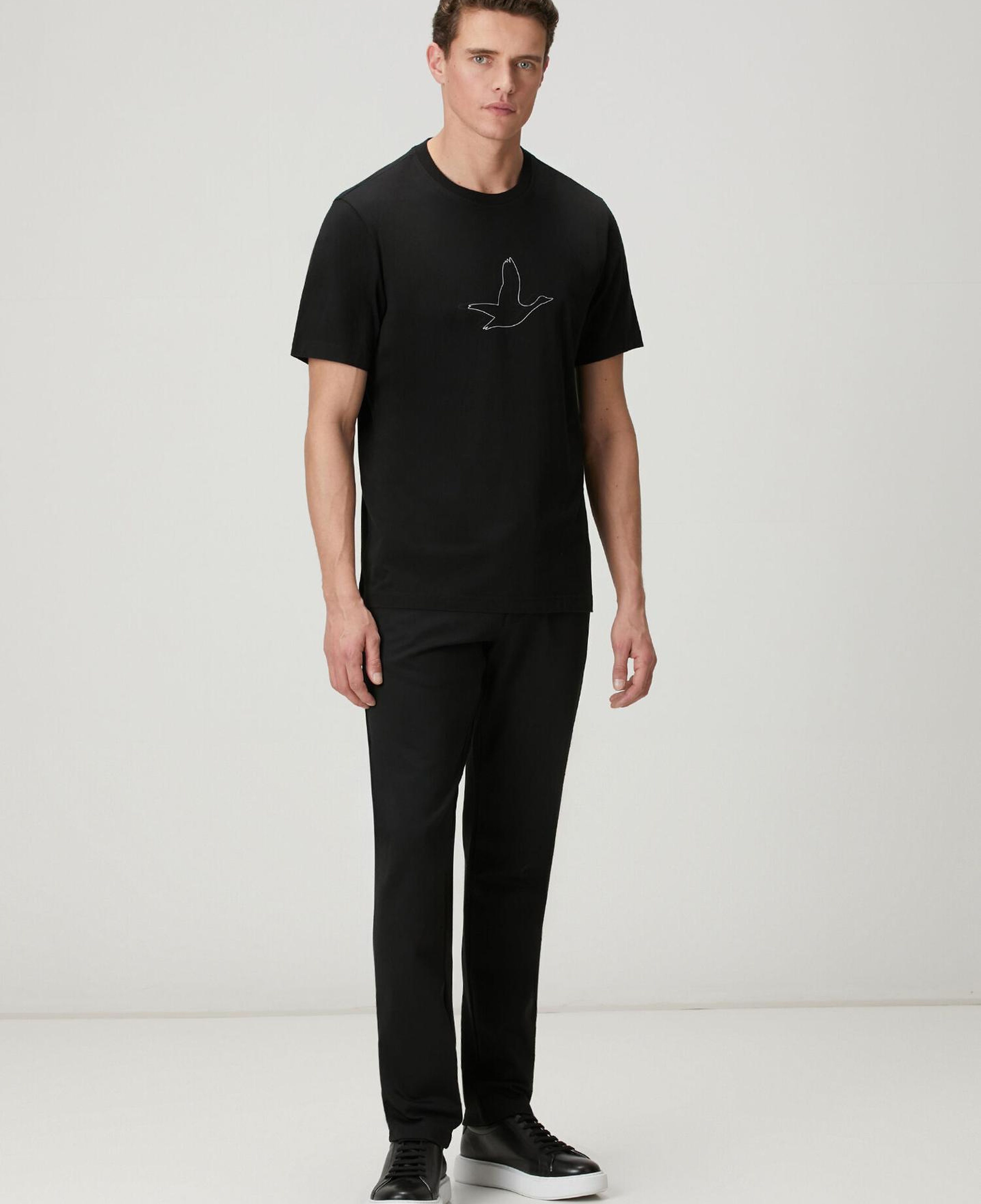 Beymen Club Erkek Relax Fit Siyah Kaz Artwork T-shirt