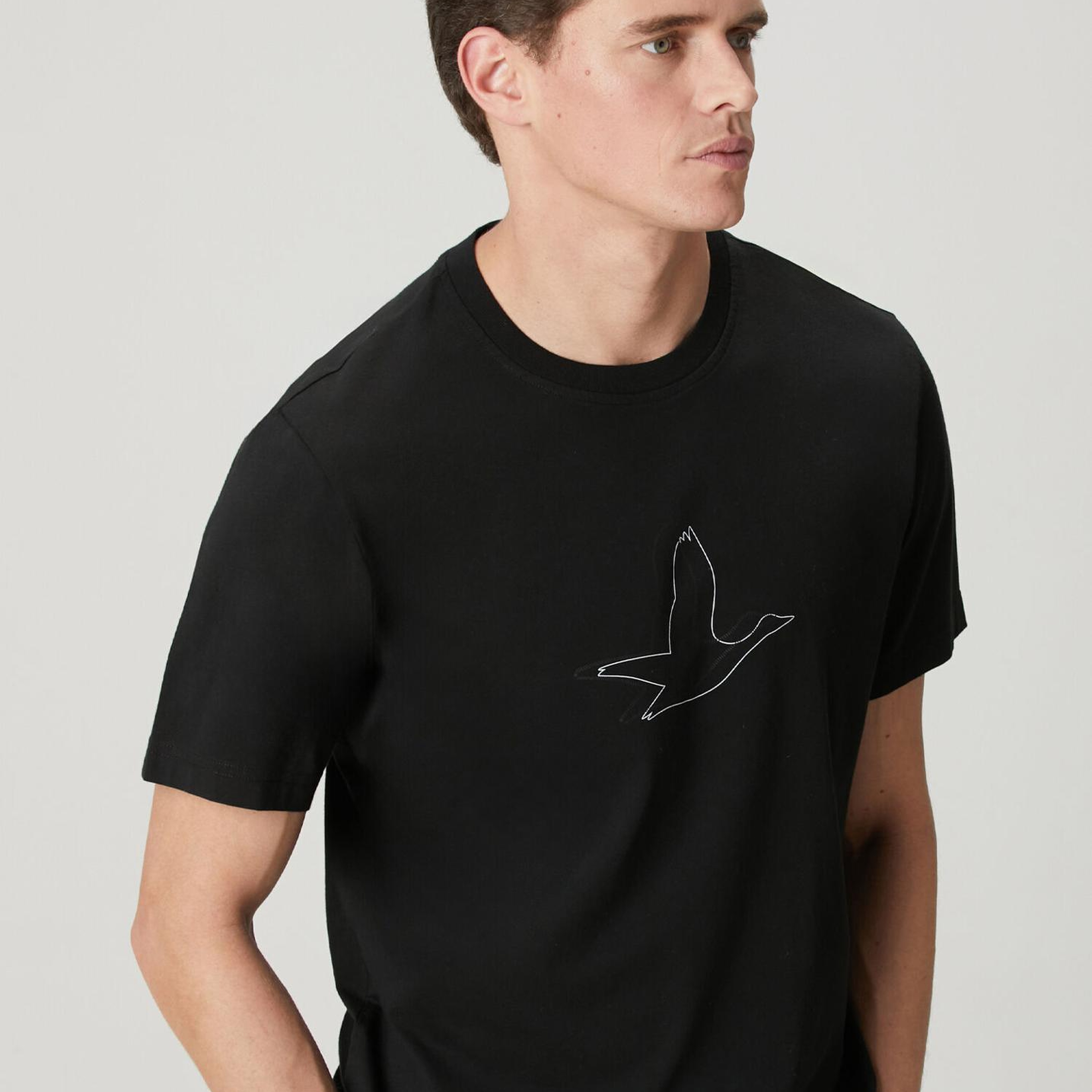 Beymen Club Erkek Relax Fit Siyah Kaz Artwork T-shirt