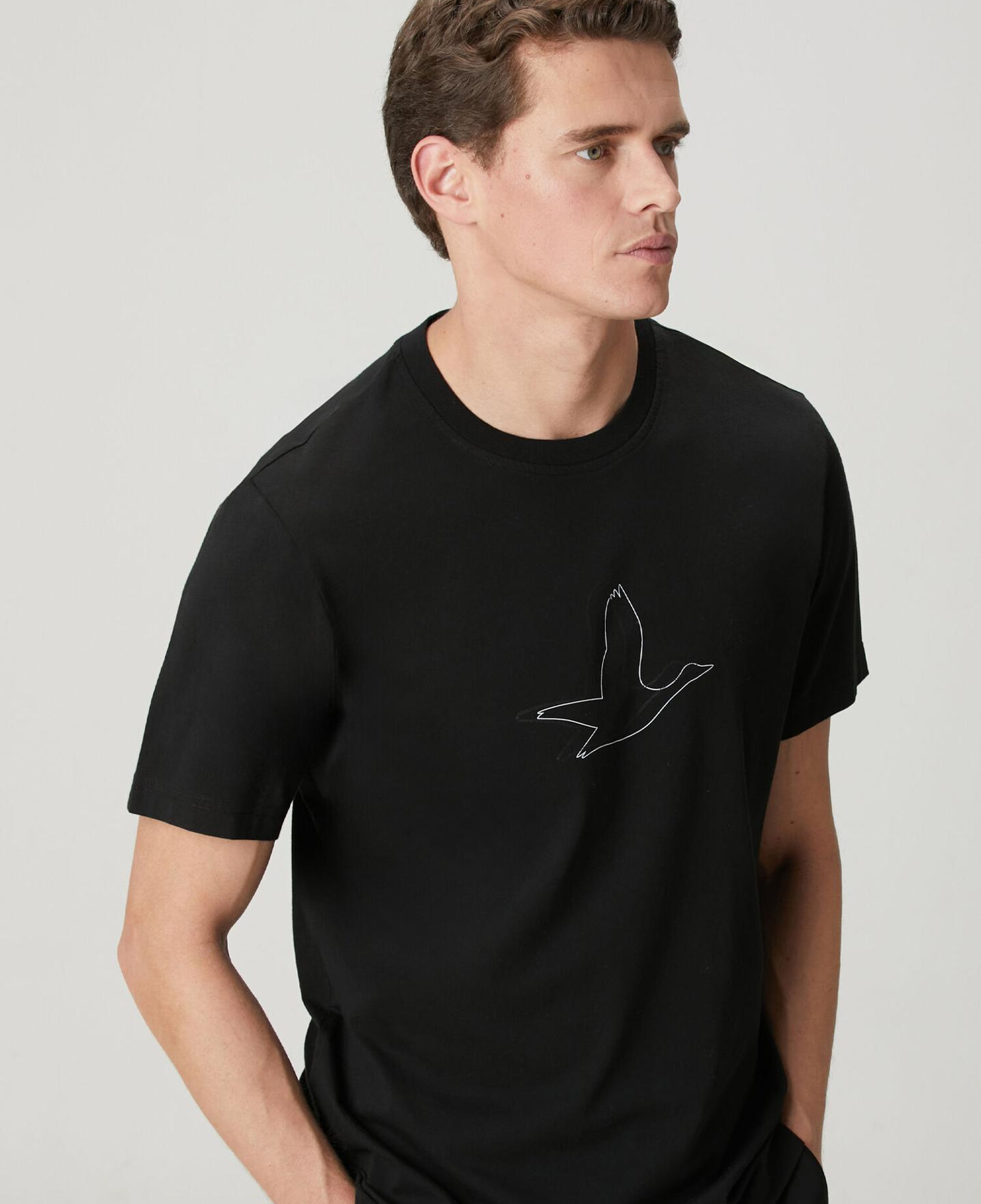 Beymen Club Erkek Relax Fit Siyah Kaz Artwork T-shirt