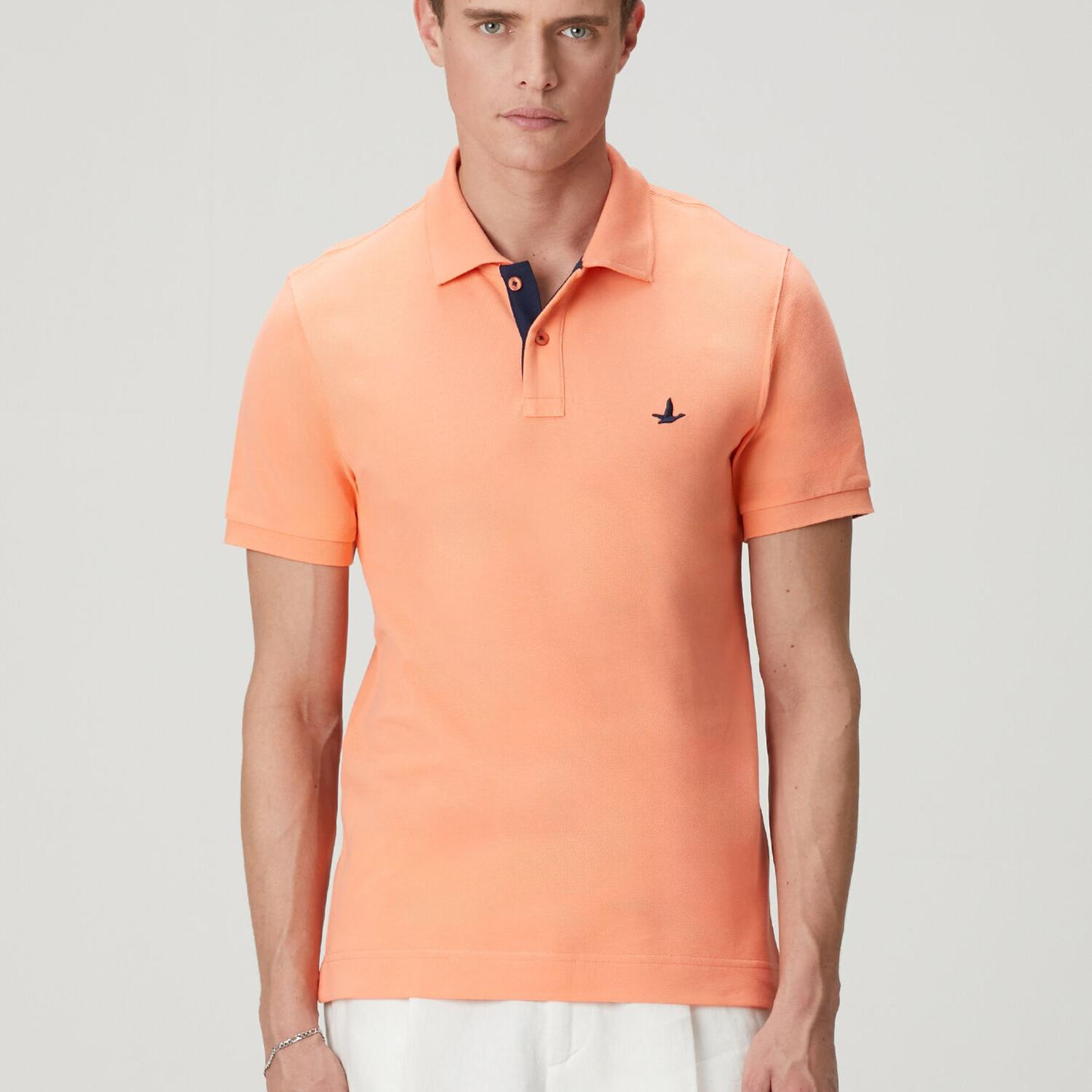 Beymen Club Erkek Slim Fit Somon Yaka Altı Baskılı Basic Polo Tshirt