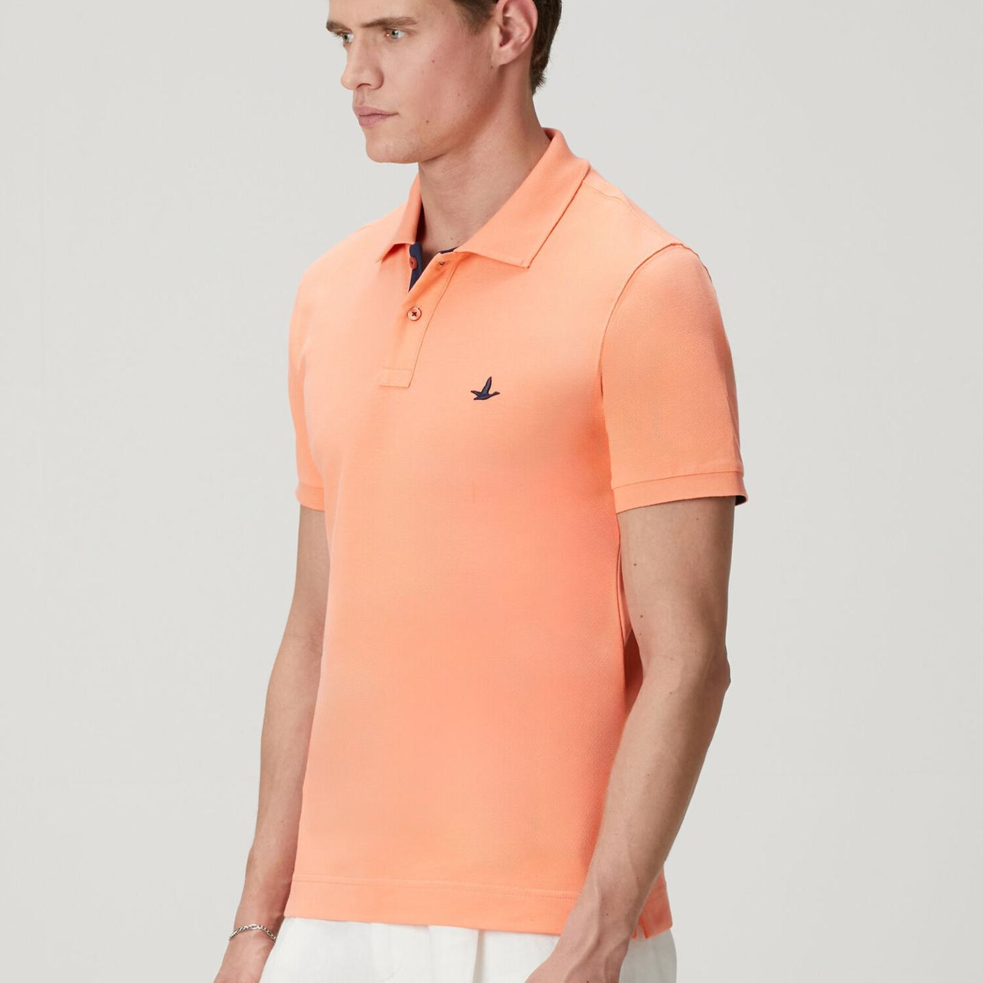 Beymen Club Erkek Slim Fit Somon Yaka Altı Baskılı Basic Polo Tshirt