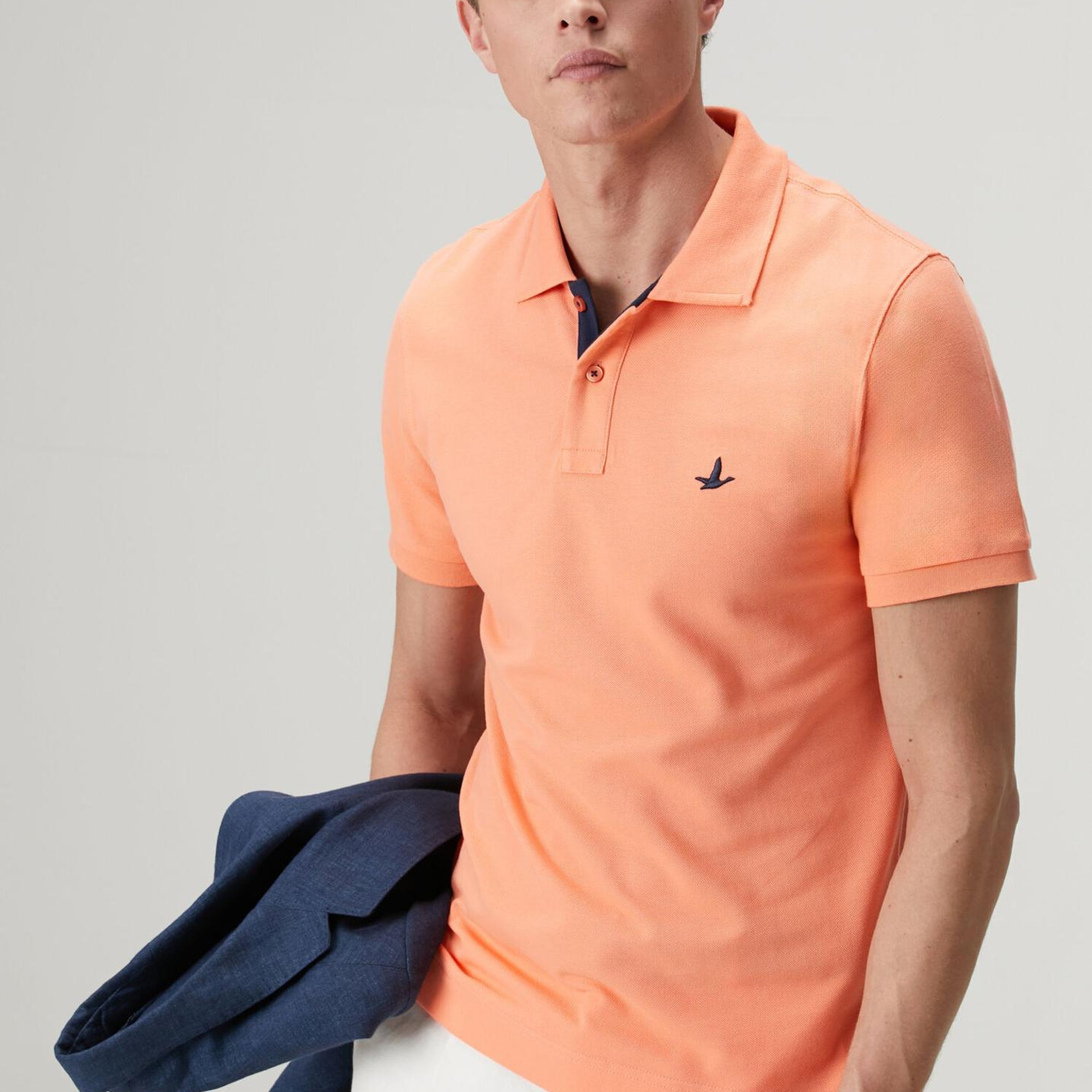 Beymen Club Erkek Slim Fit Somon Yaka Altı Baskılı Basic Polo Tshirt