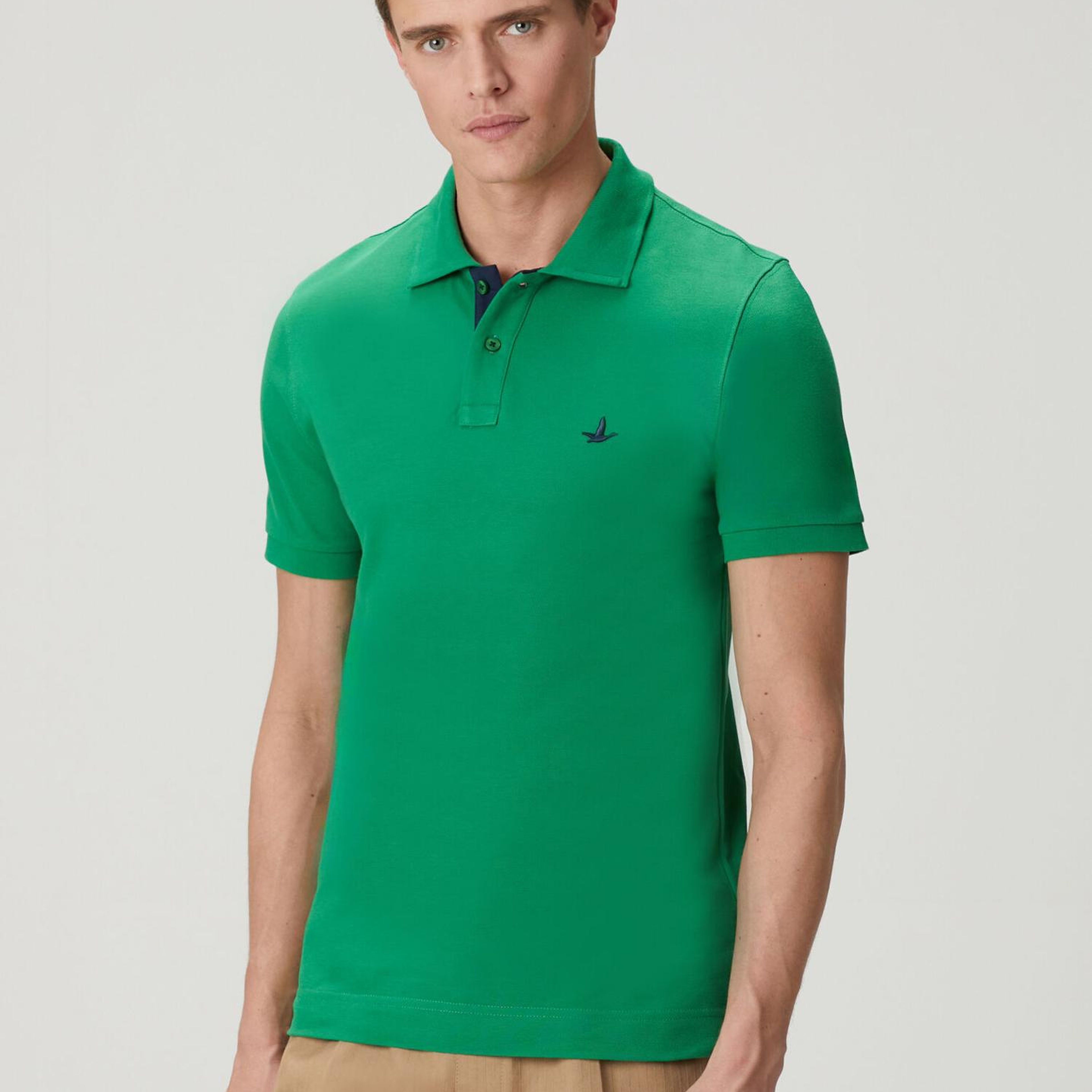 Beymen Club Erkek Slim Fit Yeşil Yaka Altı Baskılı Basic Polo Tshirt