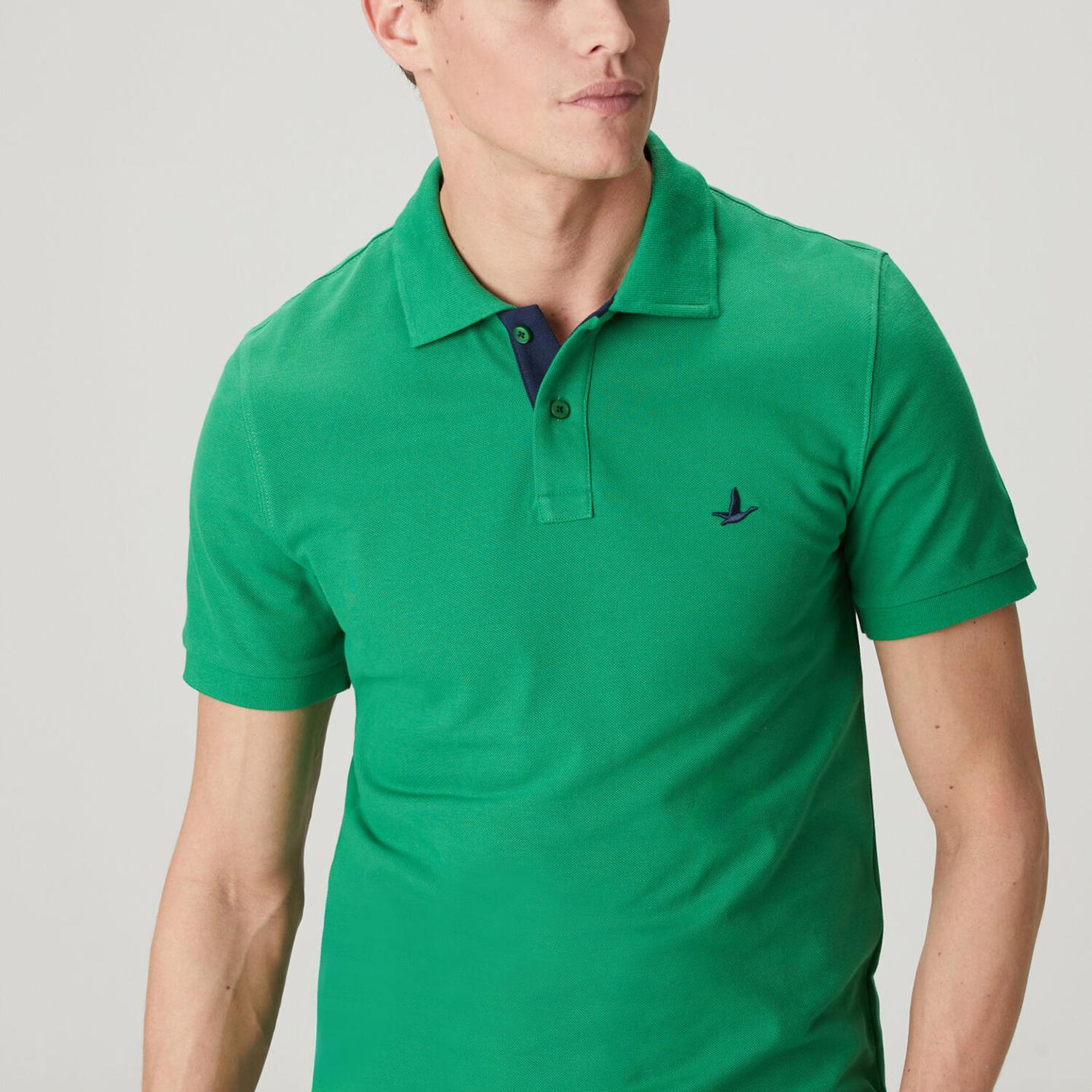 Beymen Club Erkek Slim Fit Yeşil Yaka Altı Baskılı Basic Polo Tshirt
