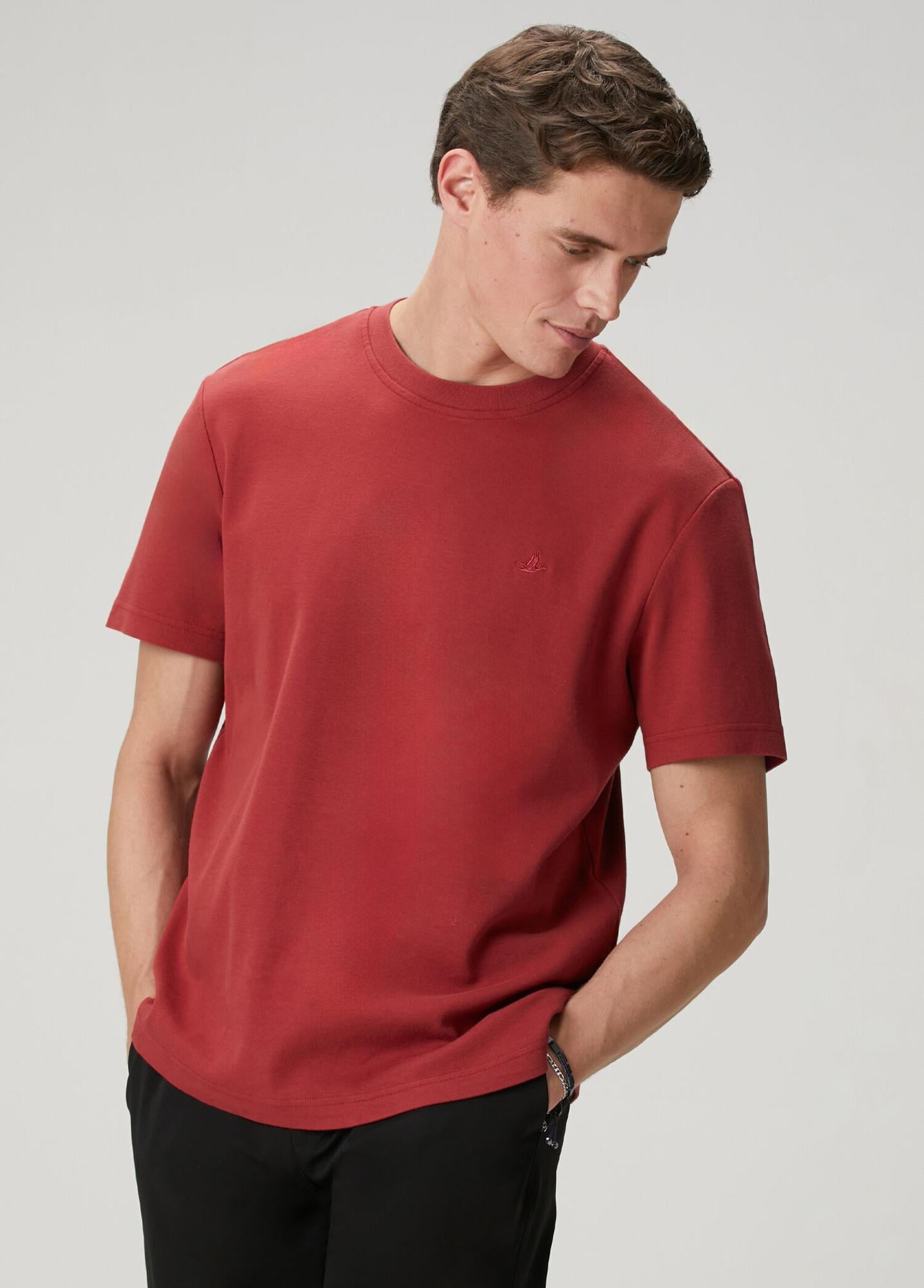 Beymen Club Erkek Mürdüm Relax Fit Interlock Basic T-shirt