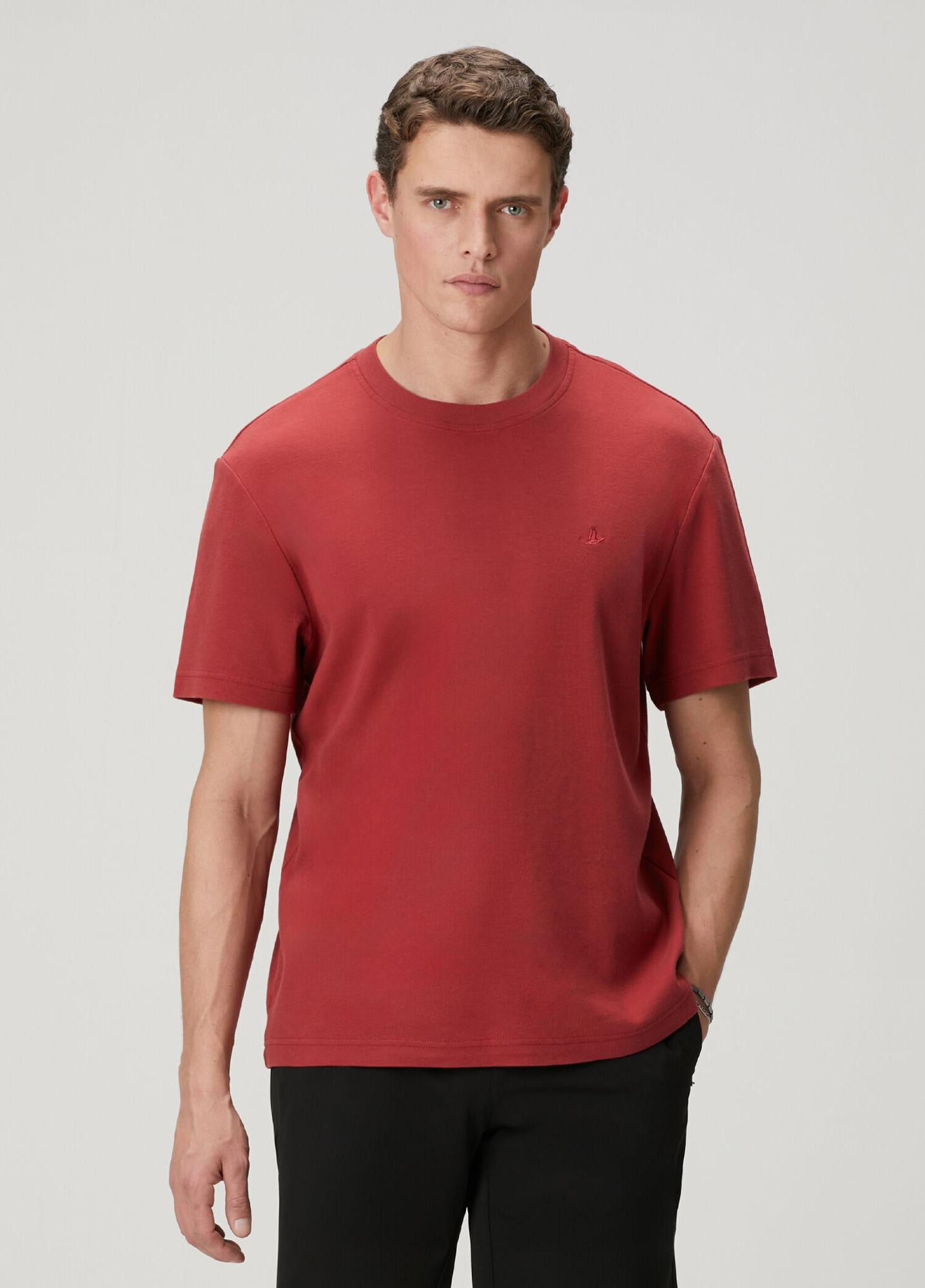 Beymen Club Erkek Mürdüm Relax Fit Interlock Basic T-shirt