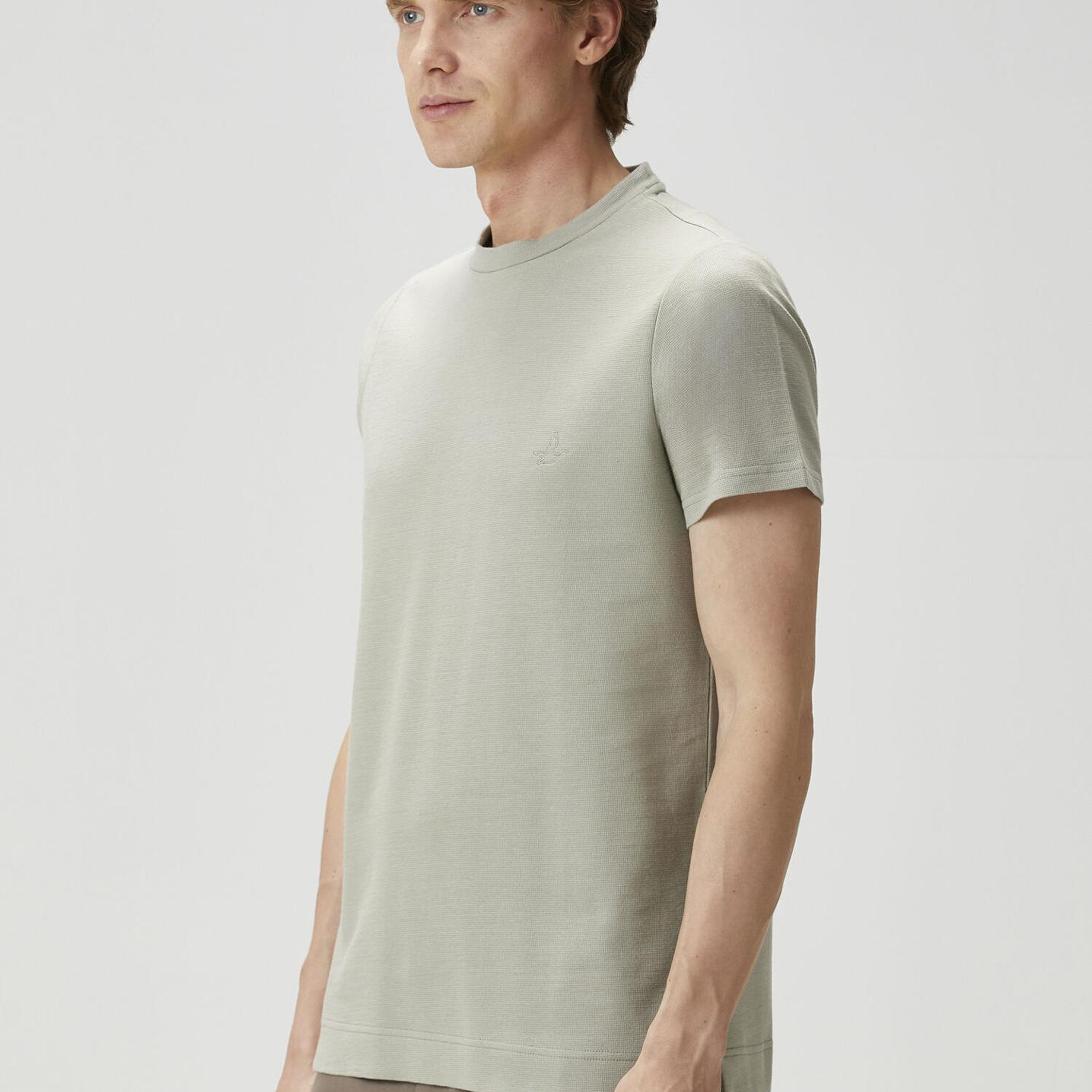 Beymen Club Erkek Relax Fit Açık Haki Flam Görünümlü T-shirt
