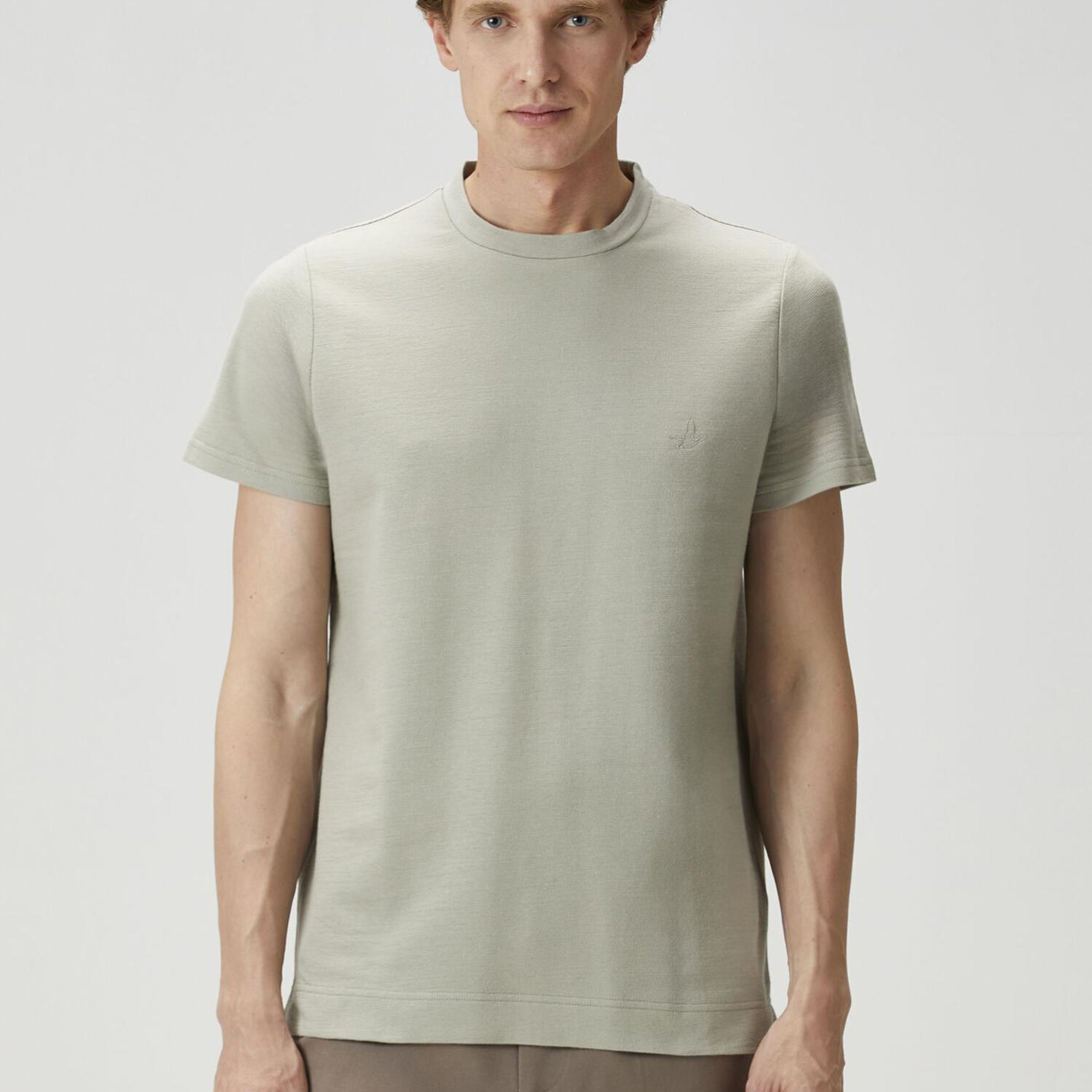 Beymen Club Erkek Relax Fit Açık Haki Flam Görünümlü T-shirt