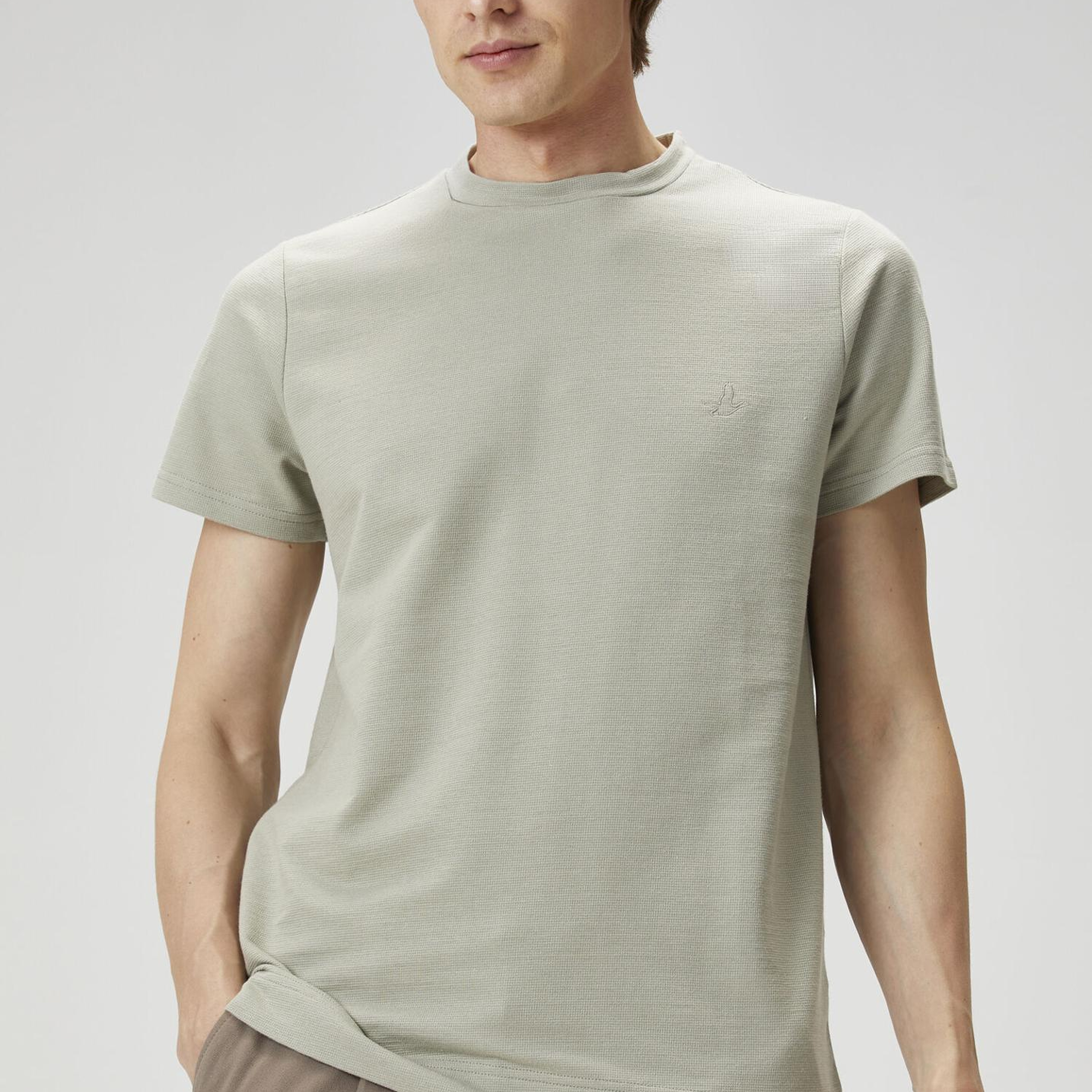 Beymen Club Erkek Relax Fit Açık Haki Flam Görünümlü T-shirt