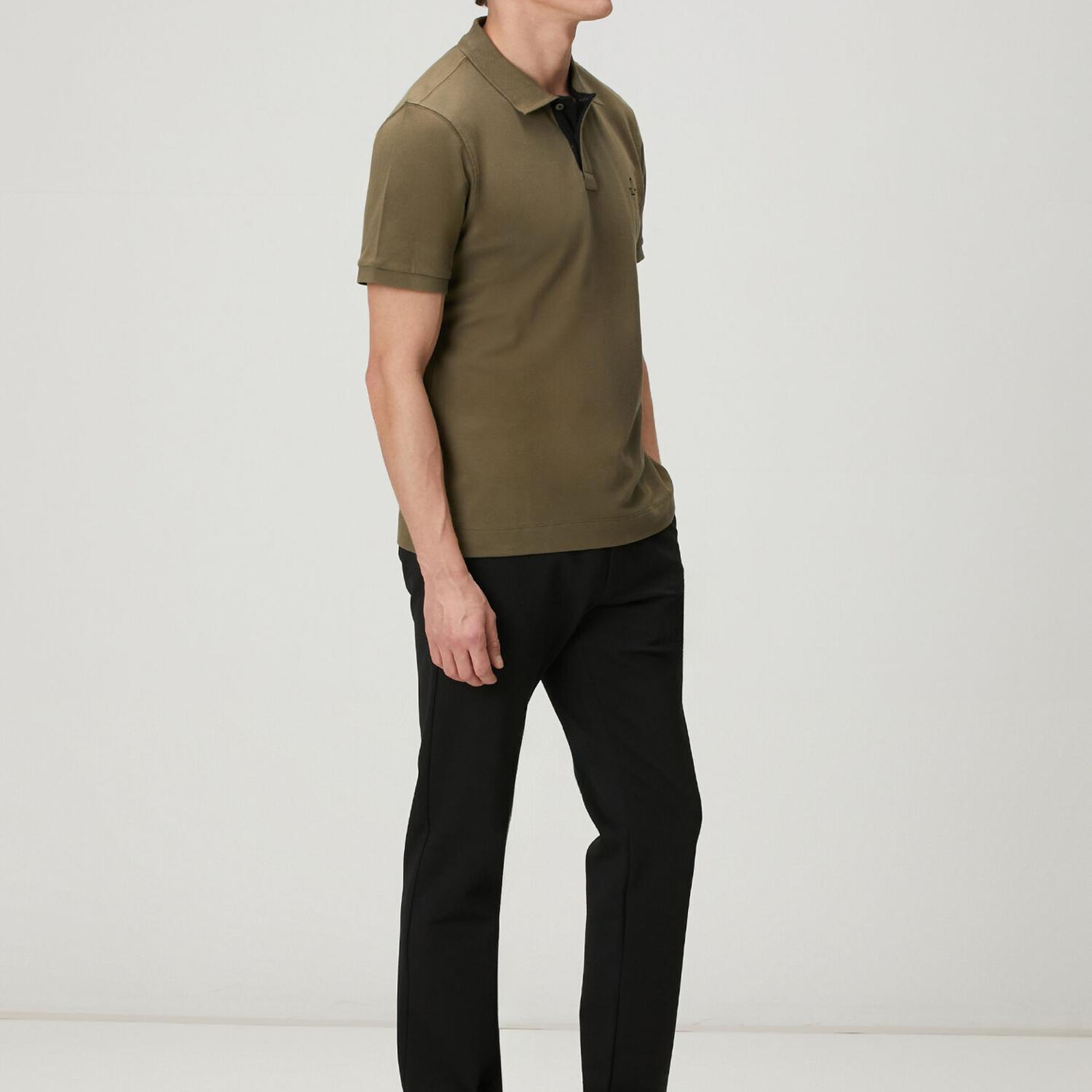 Beymen Club Erkek Comfort Fit Haki Yaka Altı Baskılı Polo T-shirt