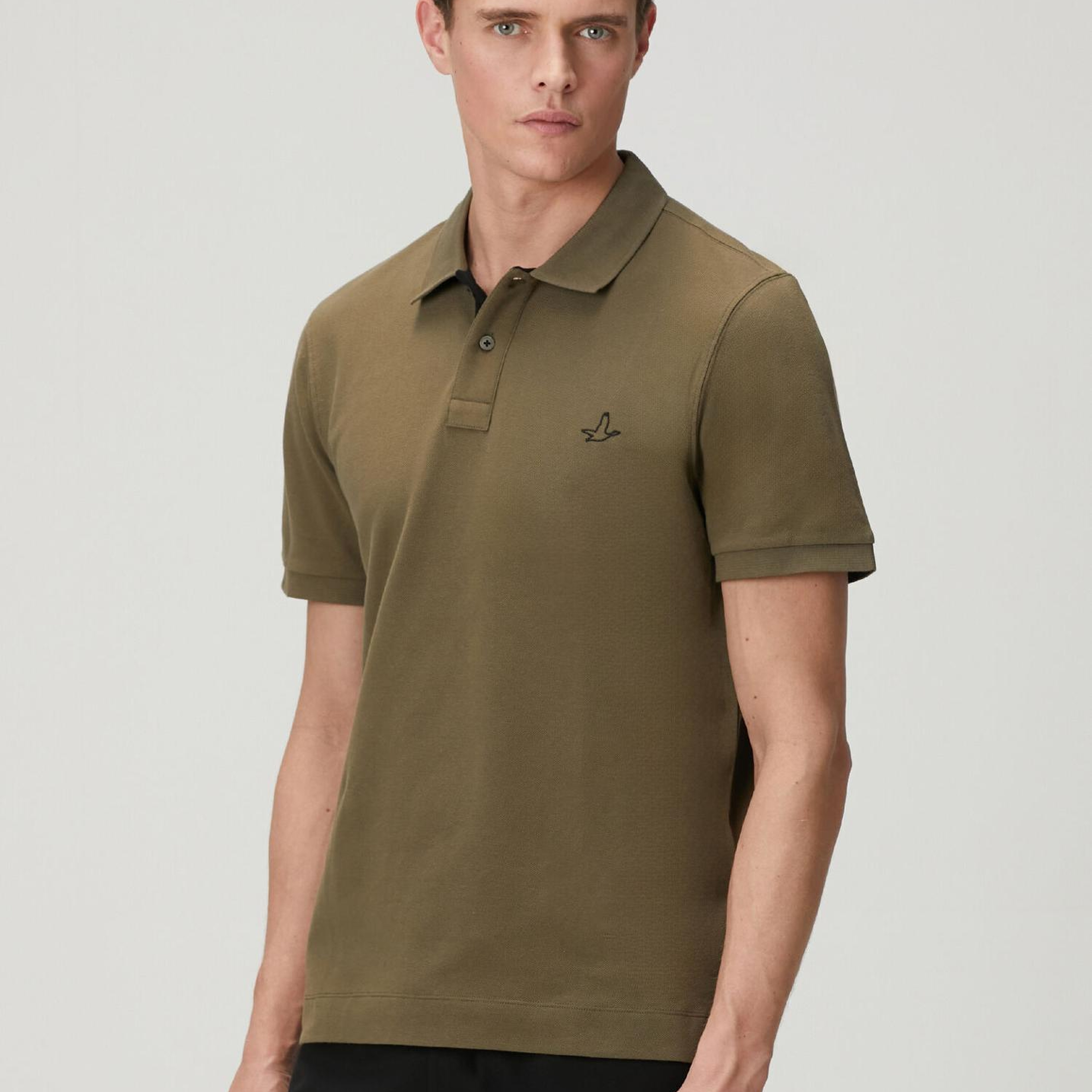 Beymen Club Erkek Comfort Fit Haki Yaka Altı Baskılı Polo T-shirt