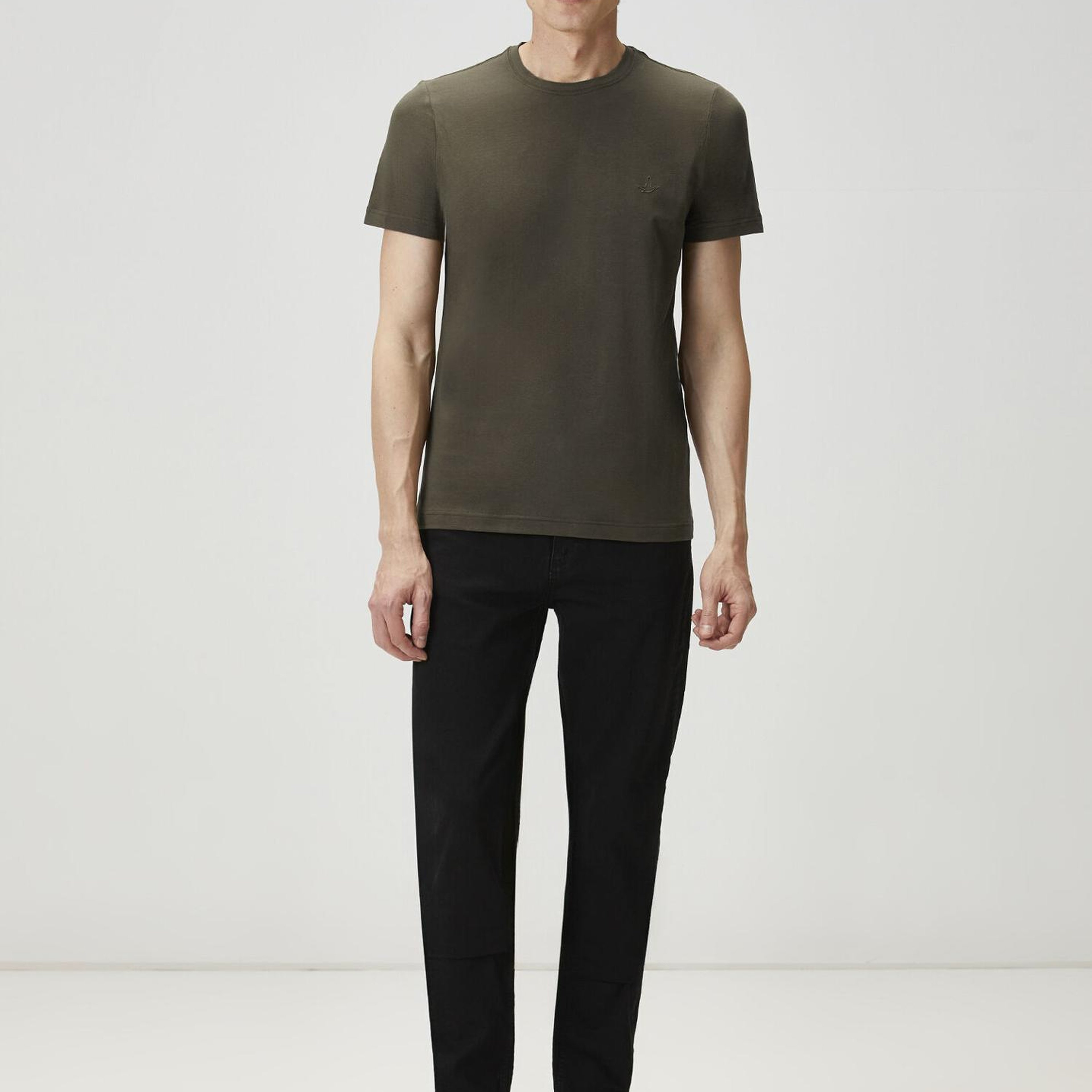 Beymen Club Erkek Regular Fit Haki Elastanlı Basic T-shirt