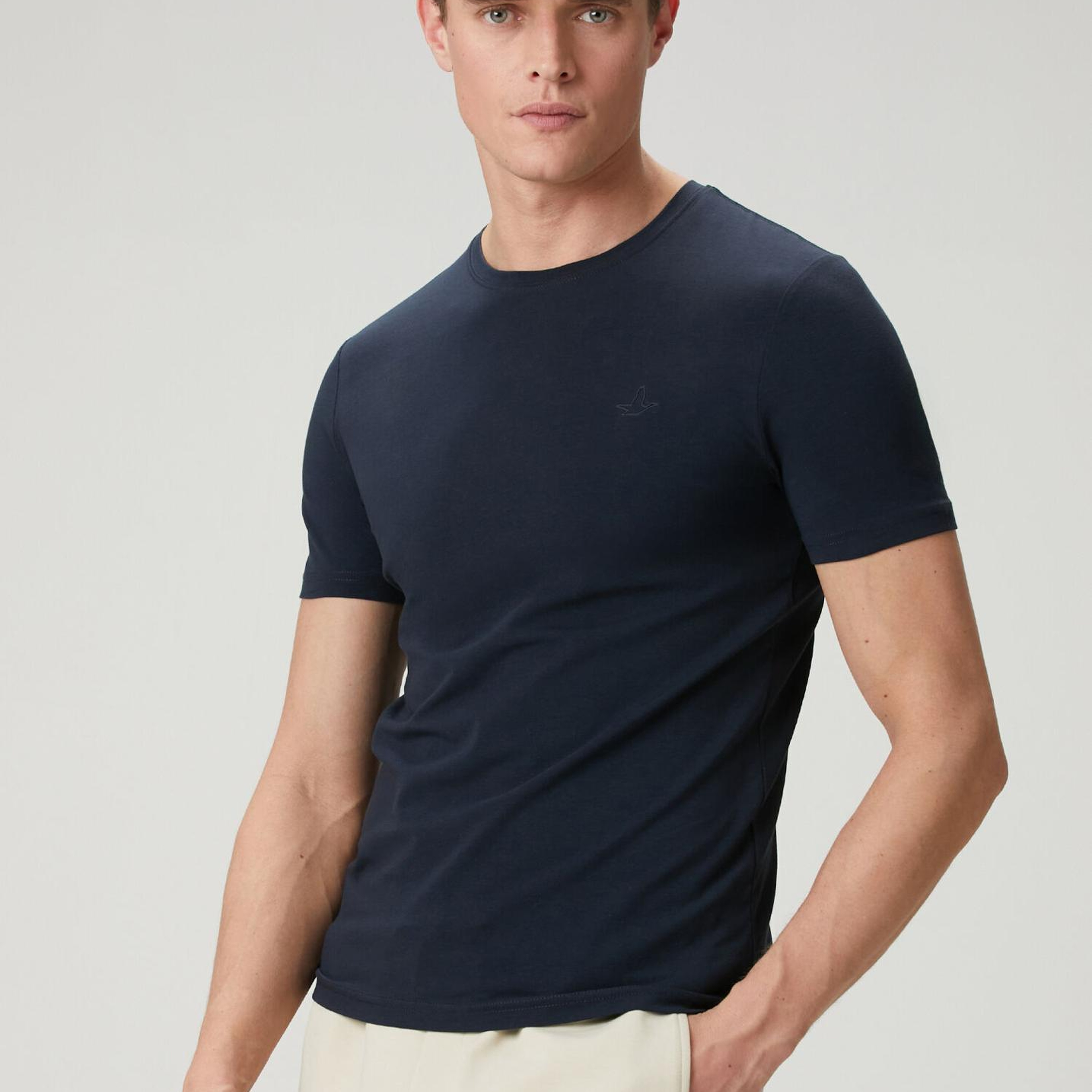 Beymen Club Erkek Regular Fit Lacivert Elastanlı Basic T-shirt