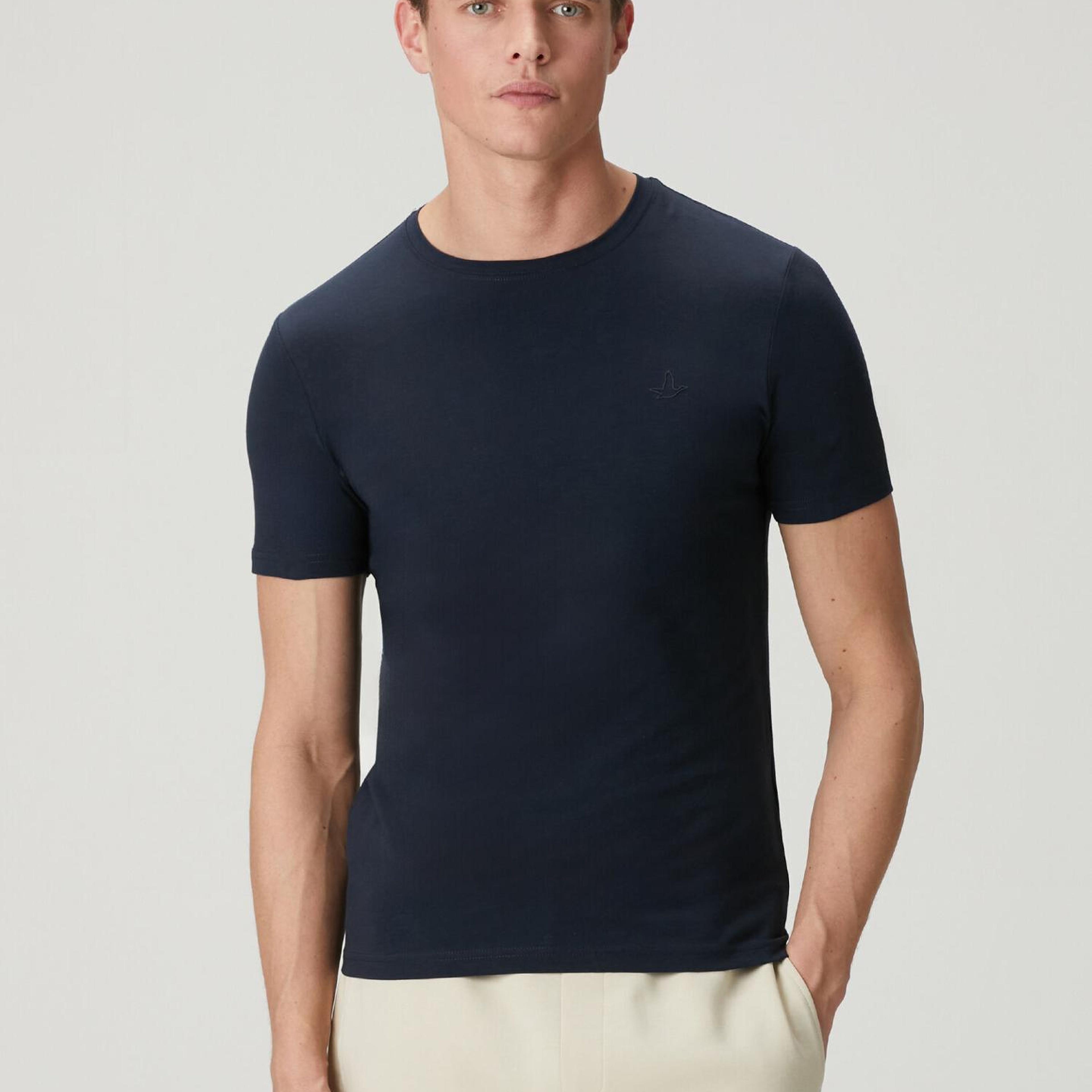 Beymen Club Erkek Regular Fit Lacivert Elastanlı Basic T-shirt