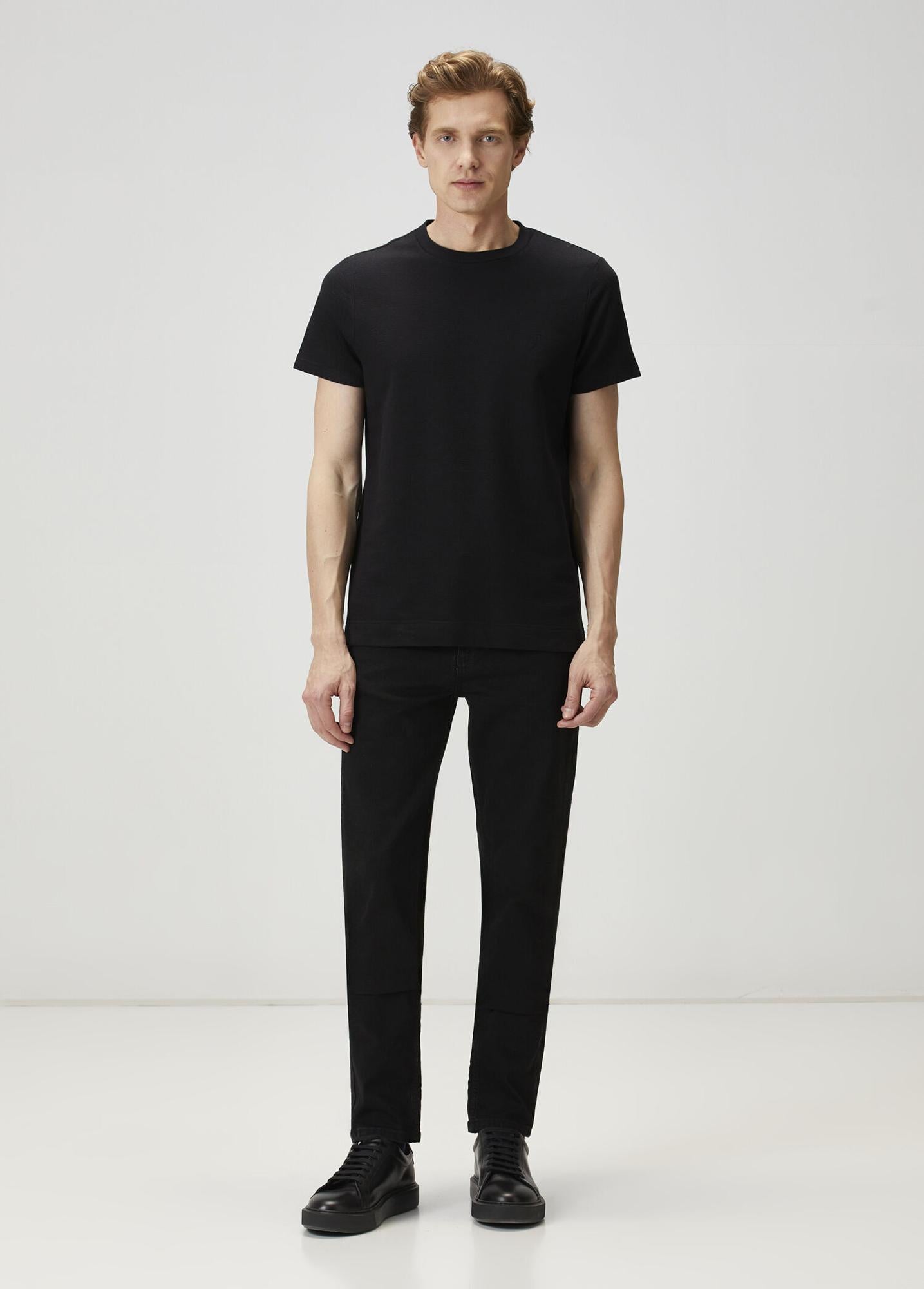 Beymen Club Erkek Relax Fit Siyah Flam Görünümlü T-shirt