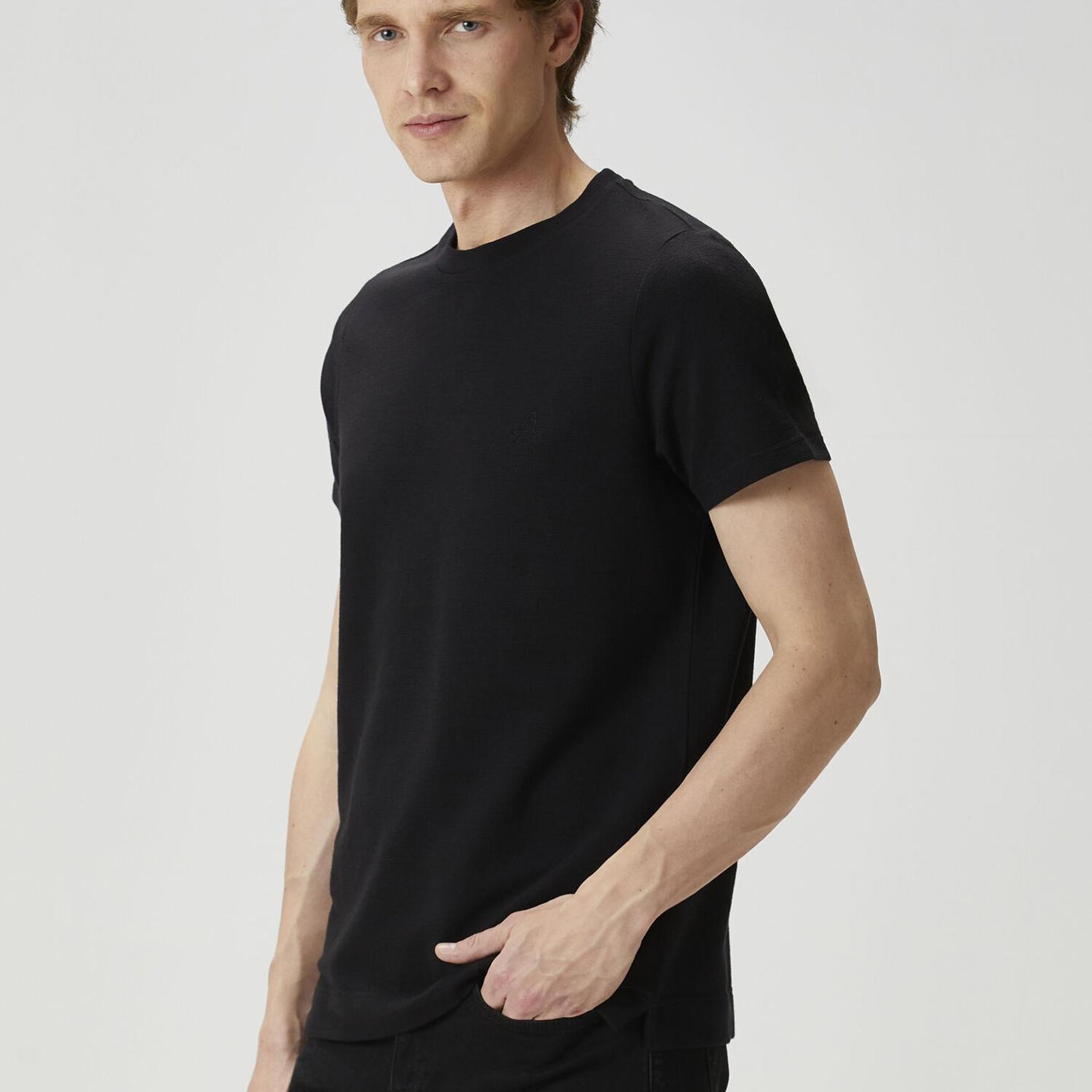 Beymen Club Erkek Relax Fit Siyah Flam Görünümlü T-shirt