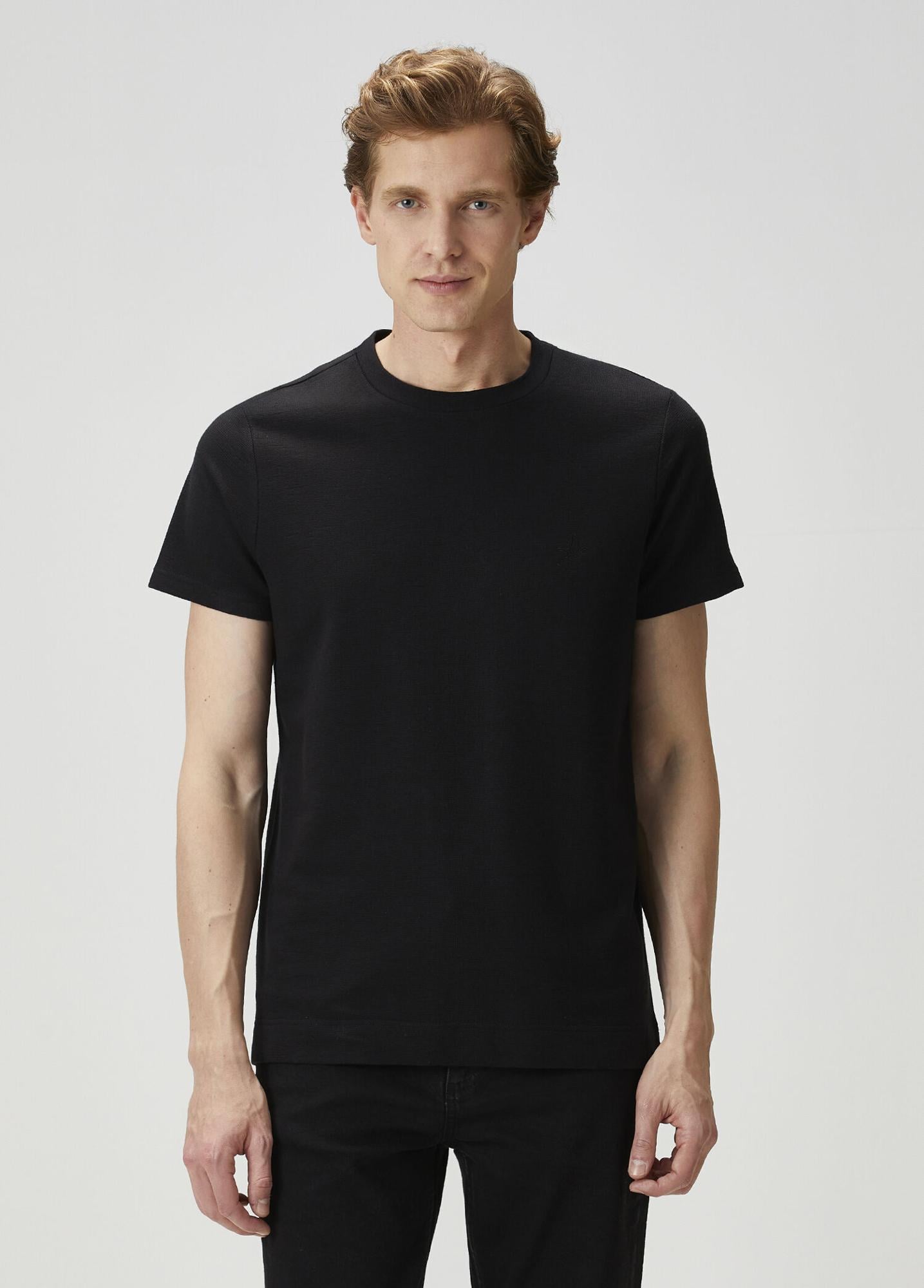 Beymen Club Erkek Relax Fit Siyah Flam Görünümlü T-shirt