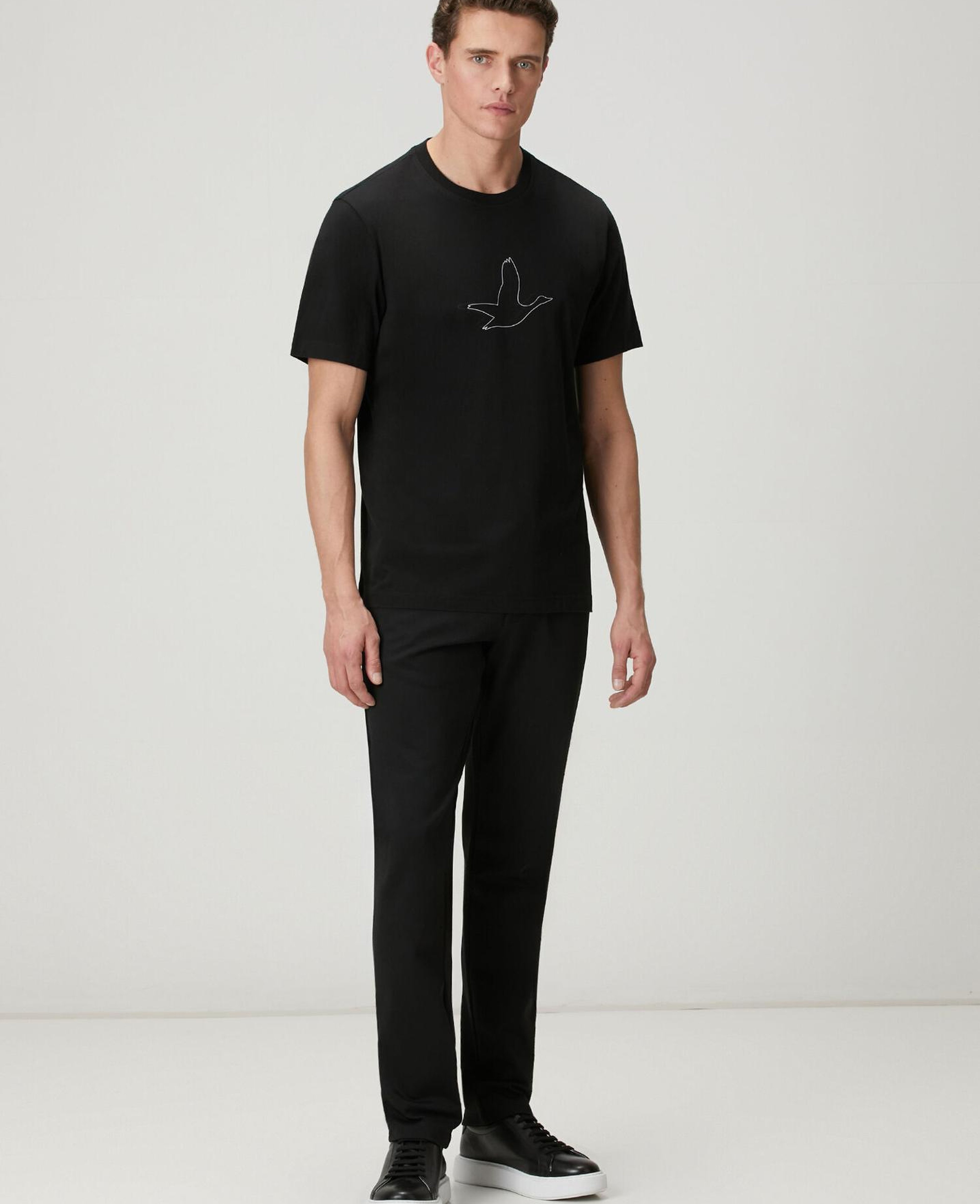 Beymen Club Erkek Relax Fit Siyah Kaz Artwork T-shirt