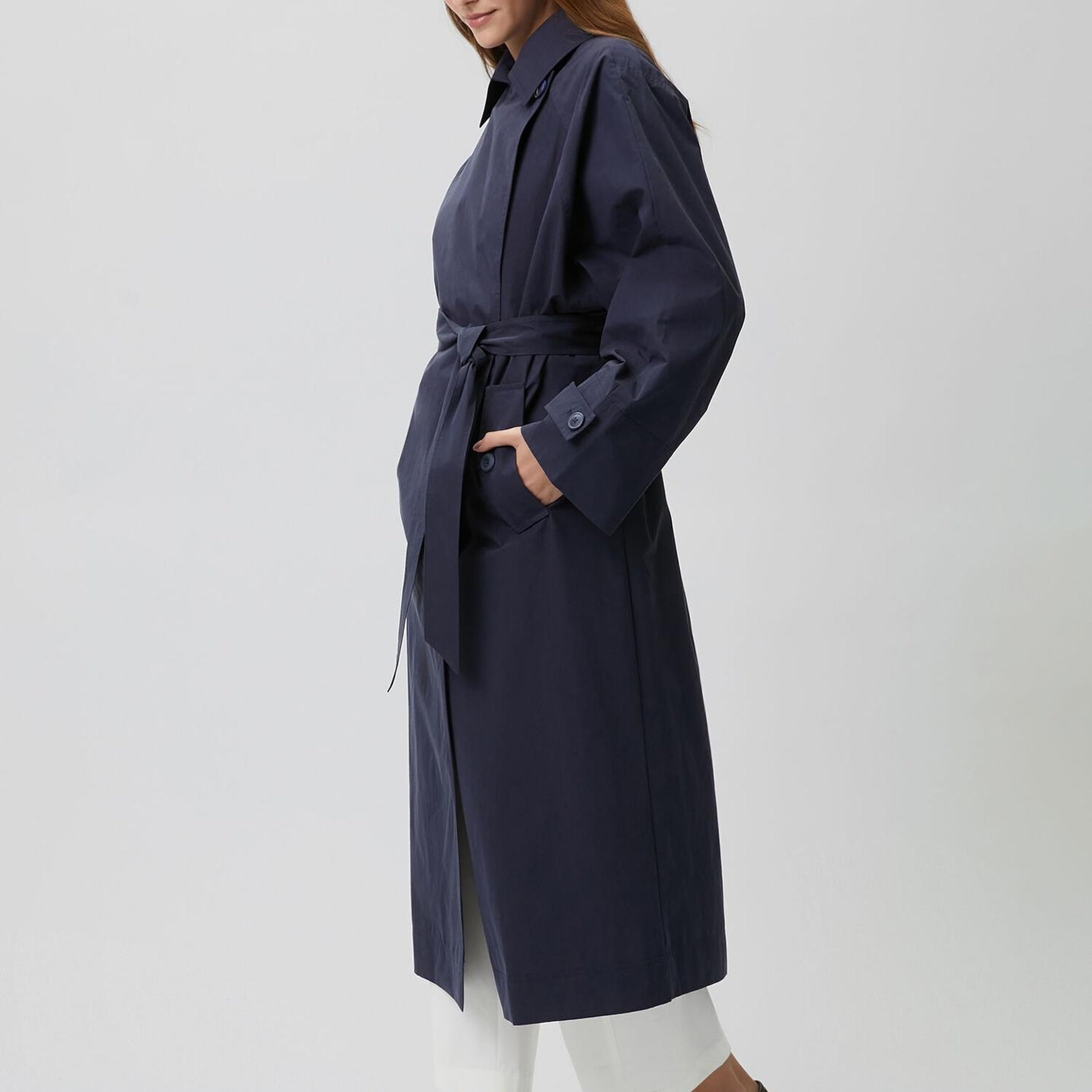 Beymen Club Kadın Papertouch Oversize Lacivert Pardösü