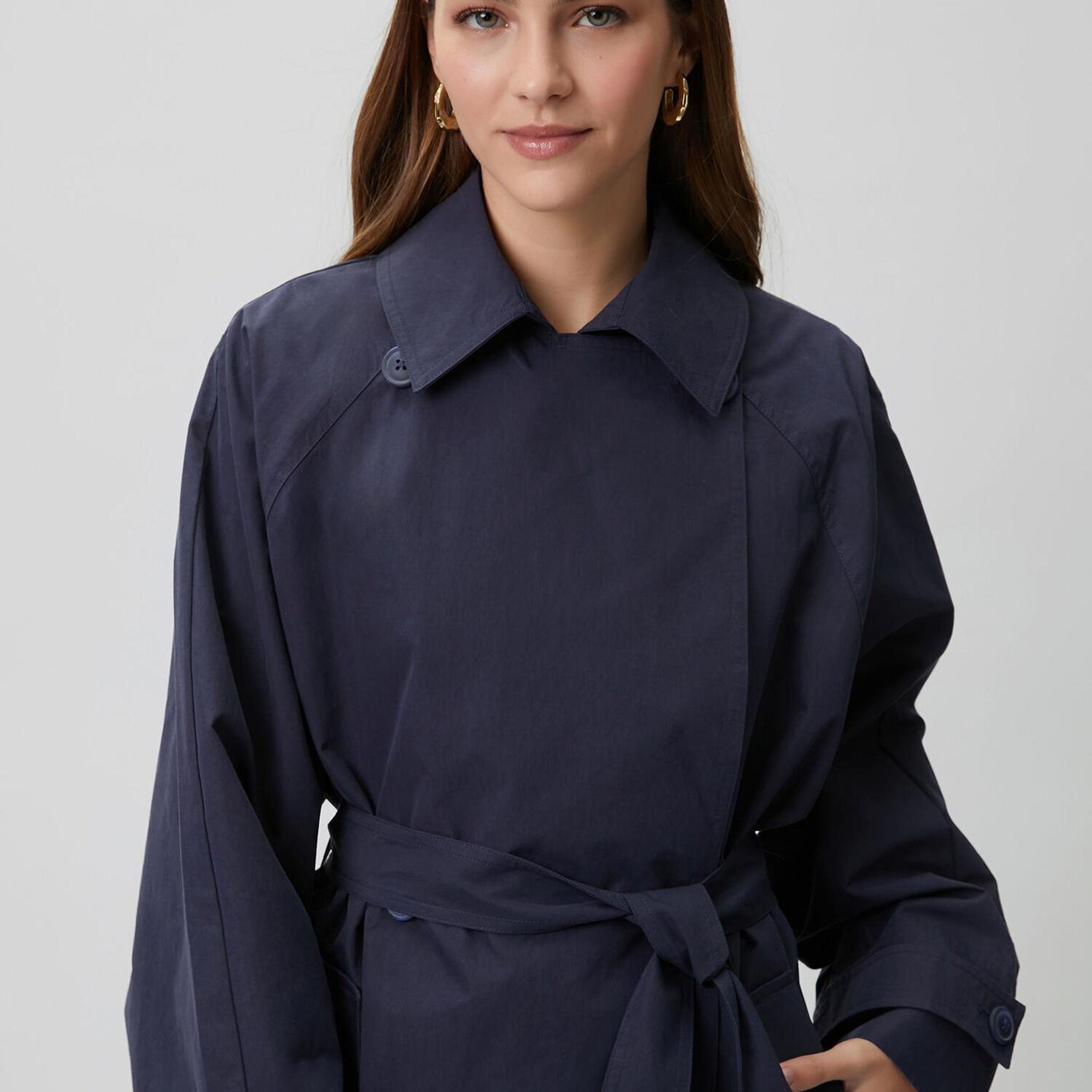 Beymen Club Kadın Papertouch Oversize Lacivert Pardösü