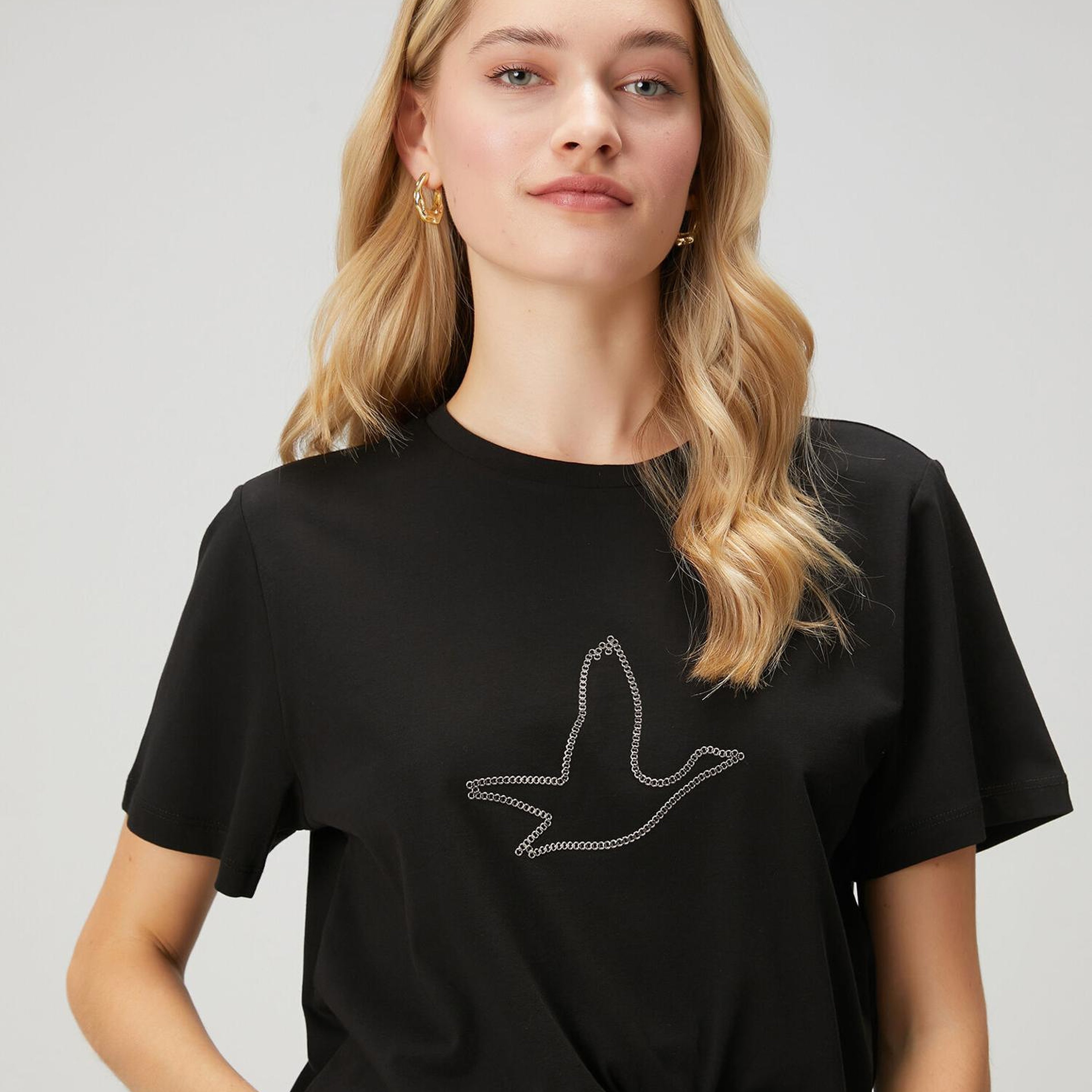 Beymen Club Kadın Siyah Zincir Logolu T-shirt