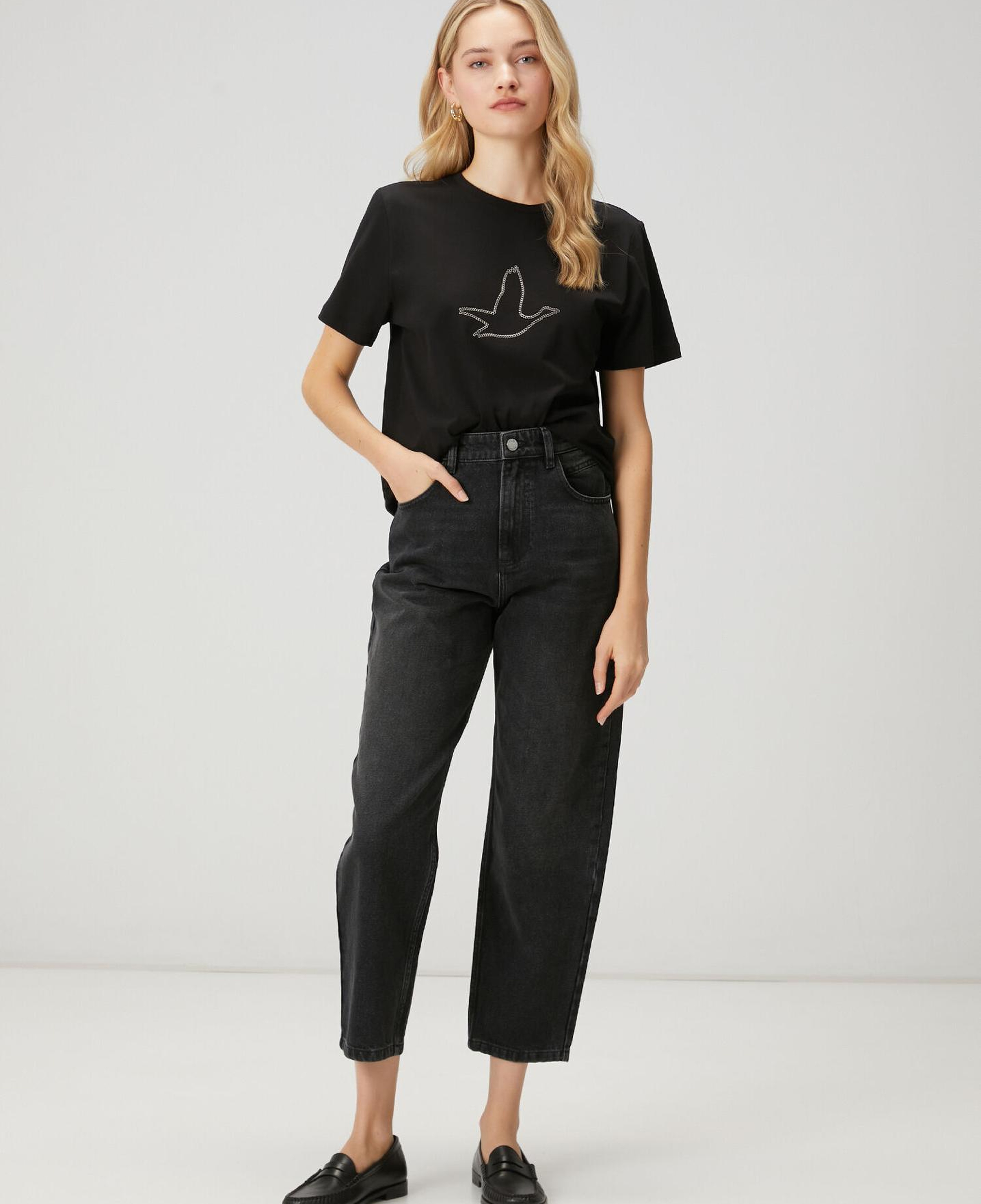 Beymen Club Kadın Siyah Zincir Logolu T-shirt